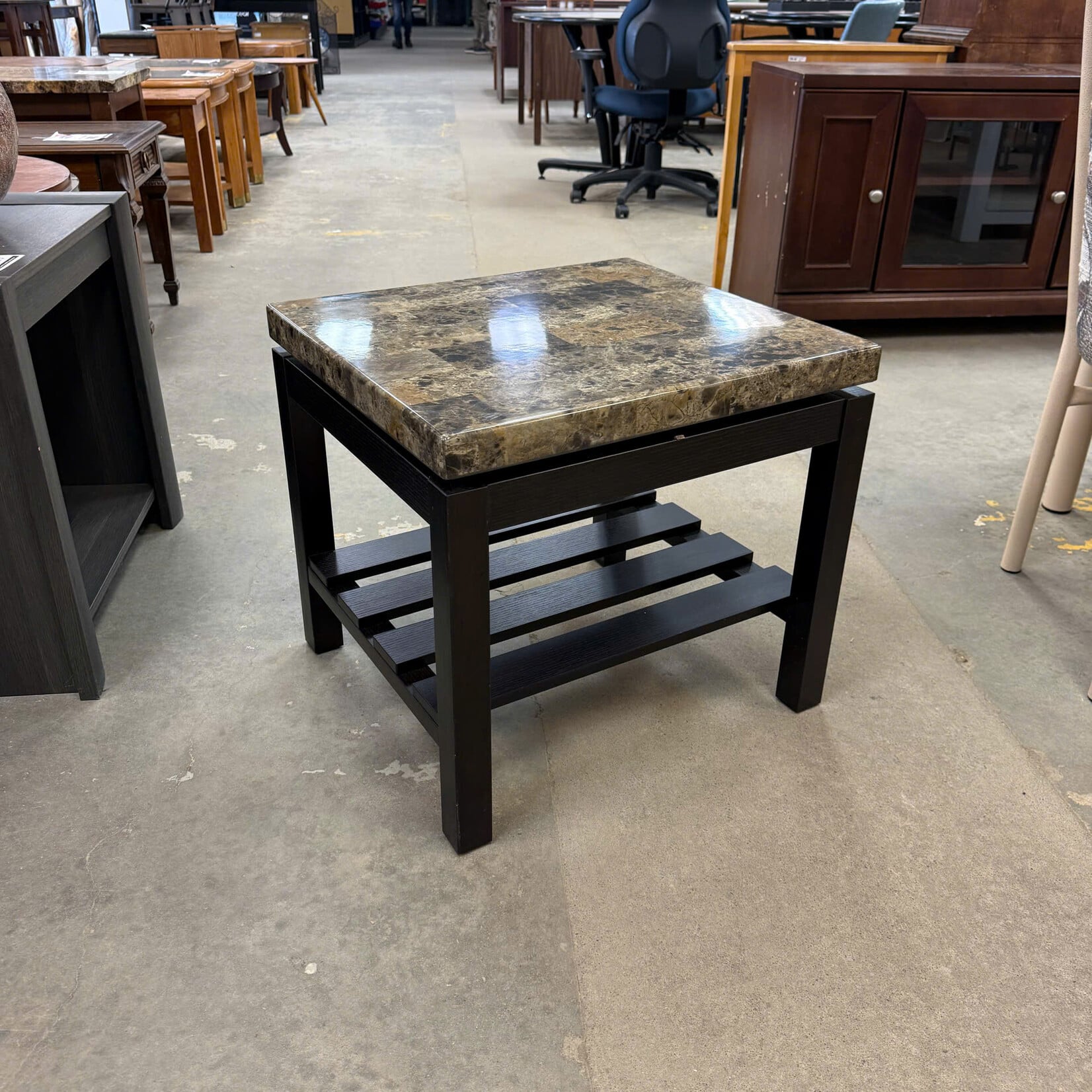 Faux Marble Top End Table