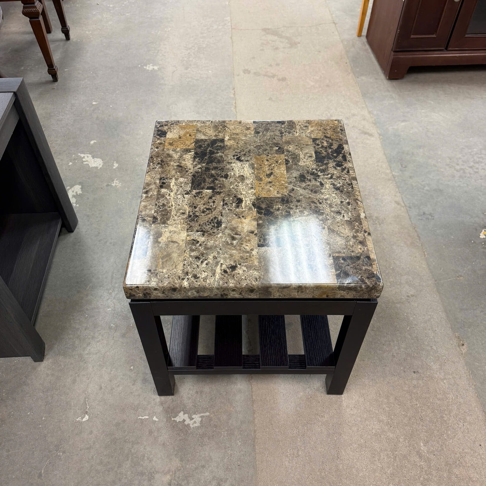 Faux Marble Top End Table