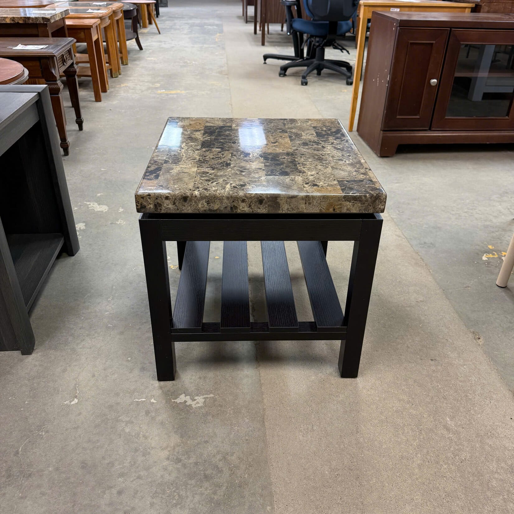 Faux Marble Top End Table