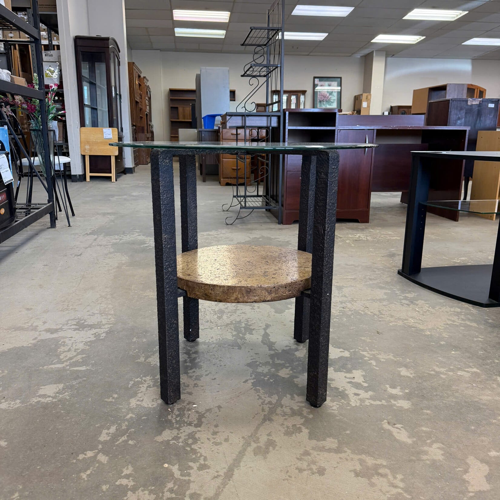 Glass Top with Black Frame Table