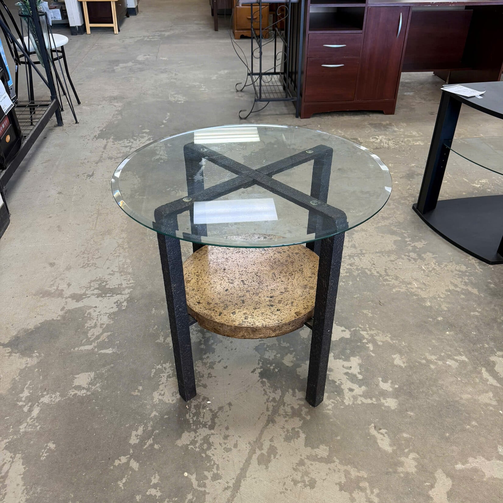 Glass Top with Black Frame Table