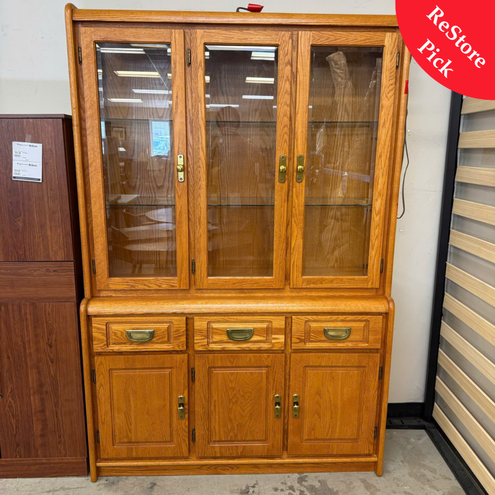 3 Window Door China Cabinet