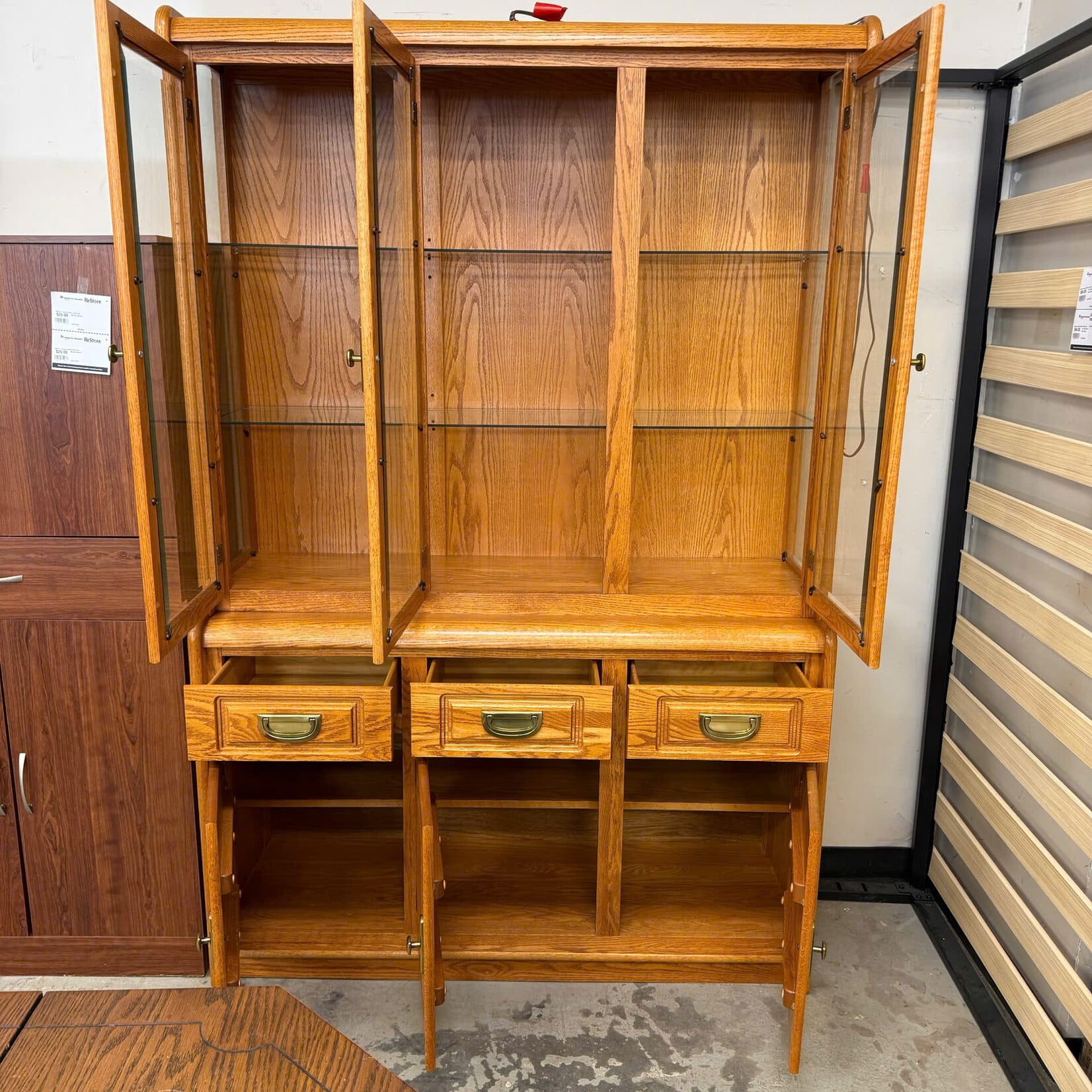 3 Window Door China Cabinet
