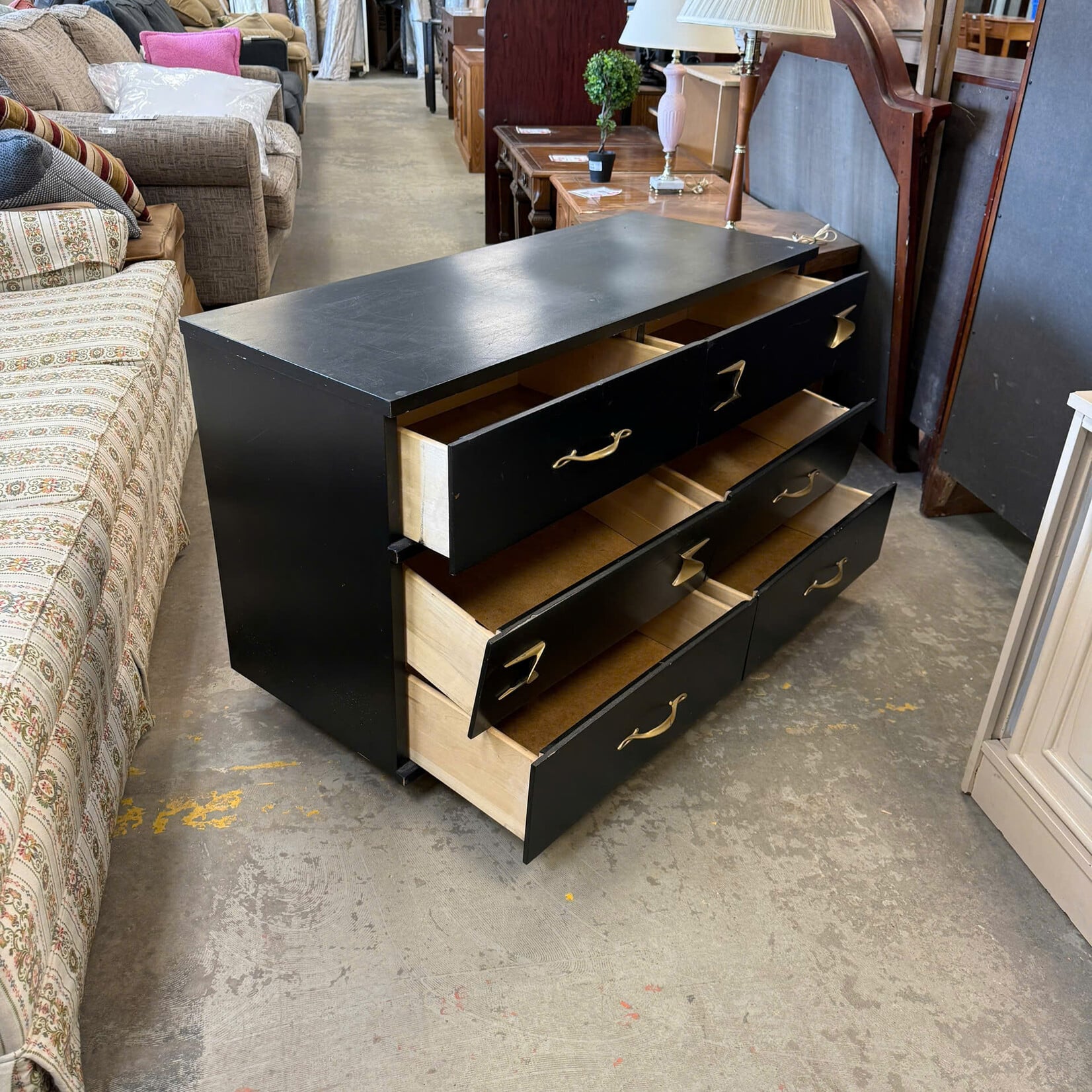 Black Rolling 6 Drawer Dresser