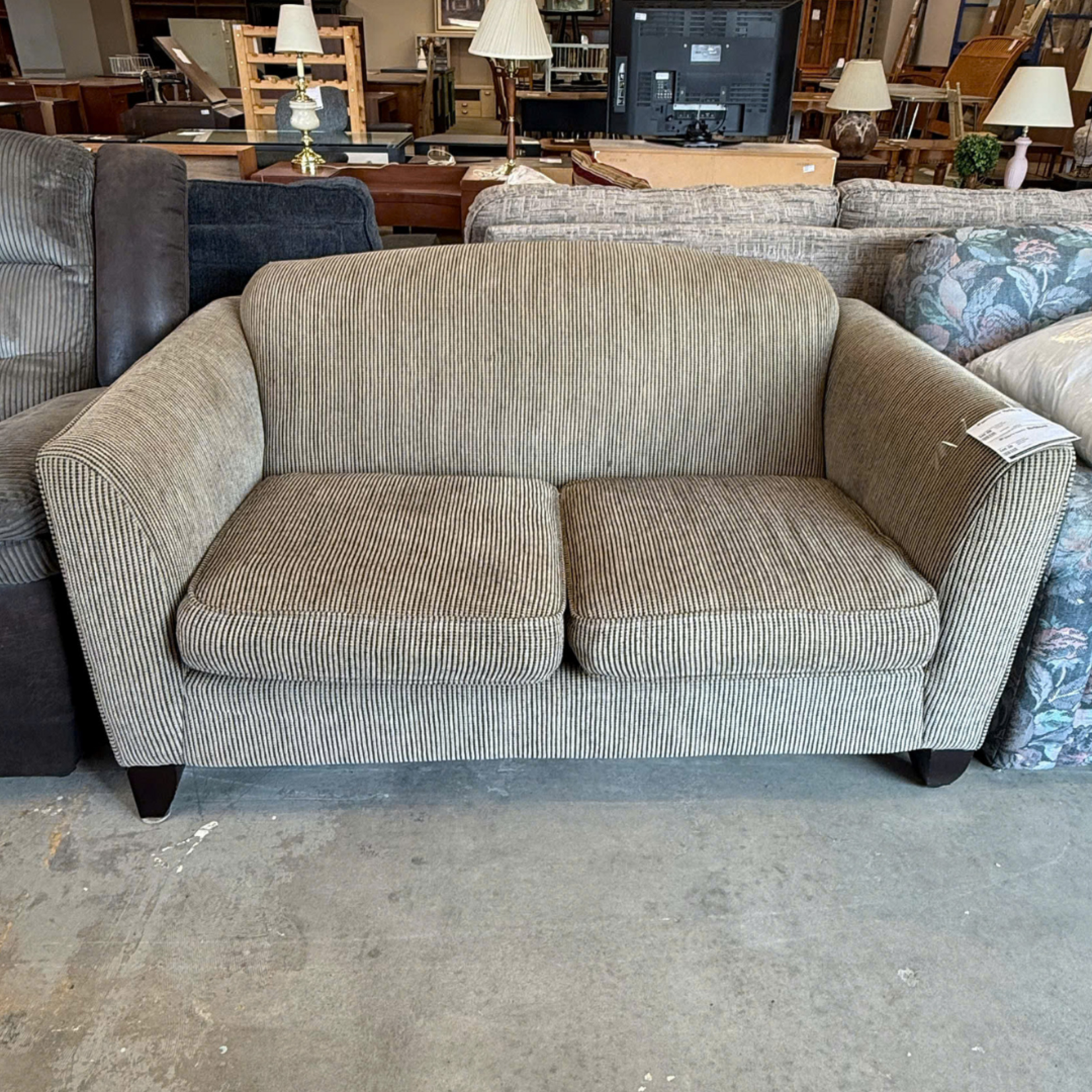 Brown Striped Loveseat