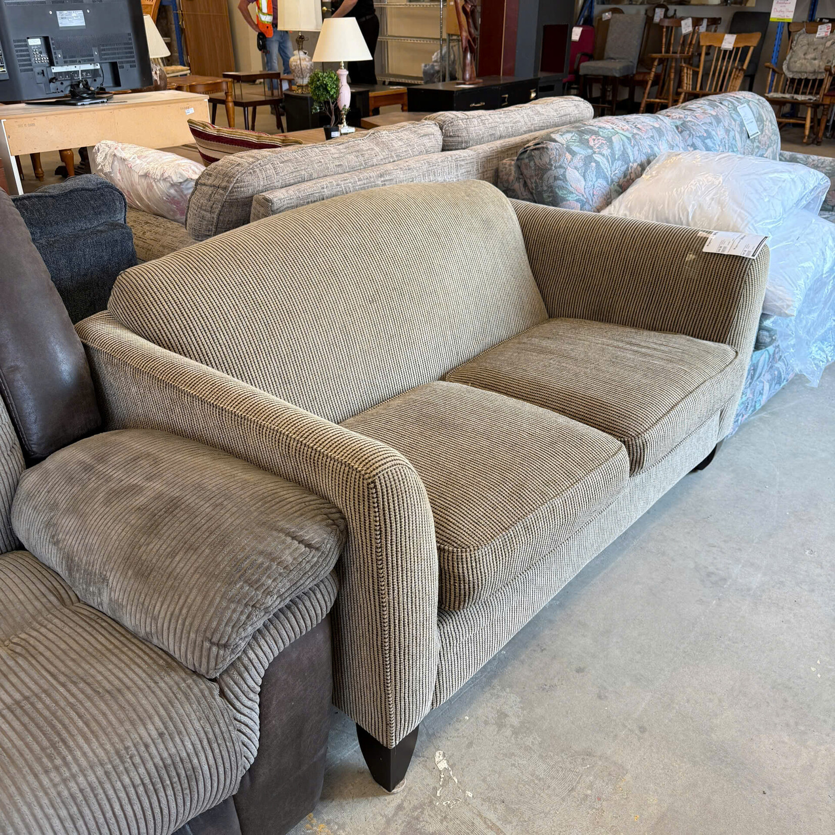 Brown Striped Loveseat