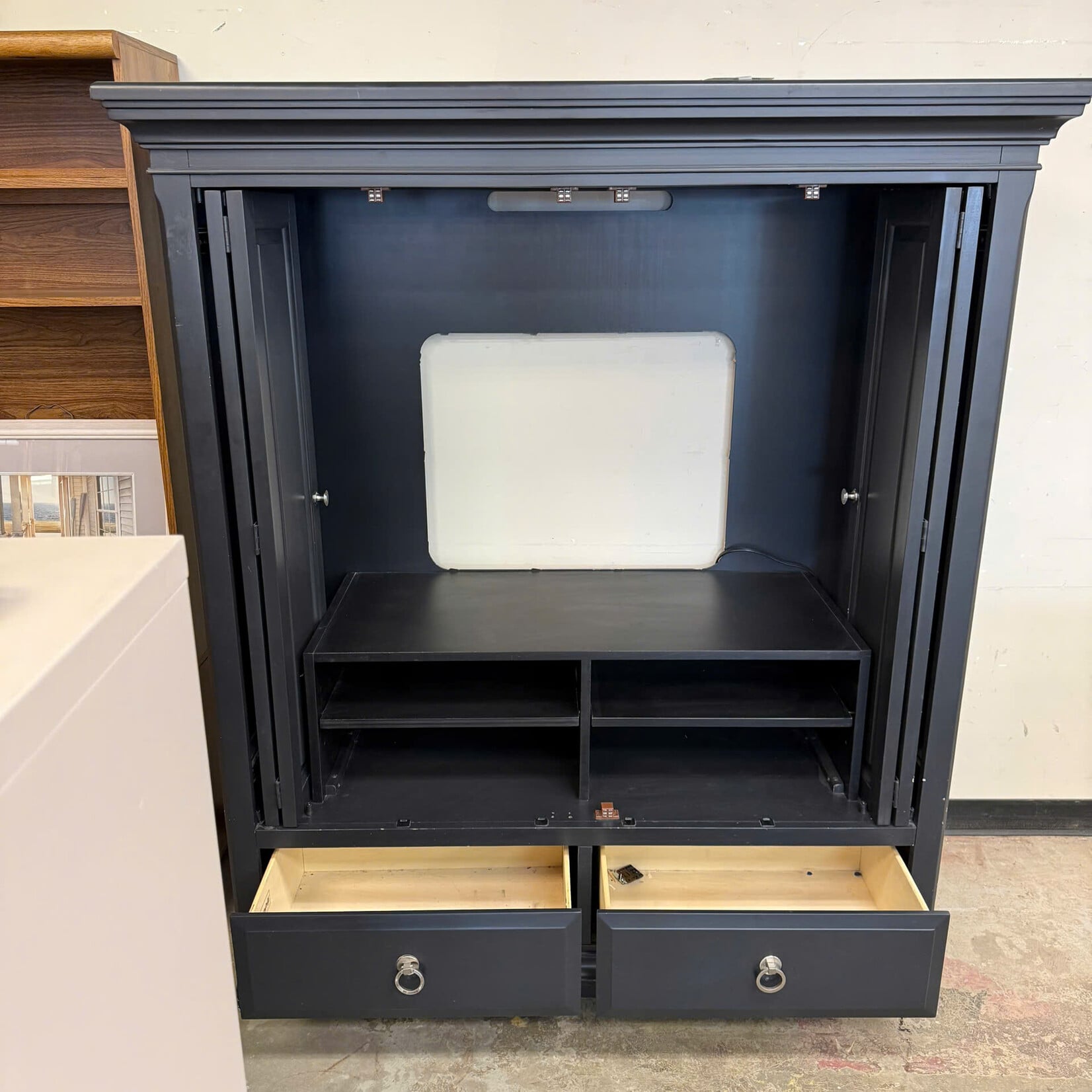 Grey TV Wardrobe with 2 Drawers