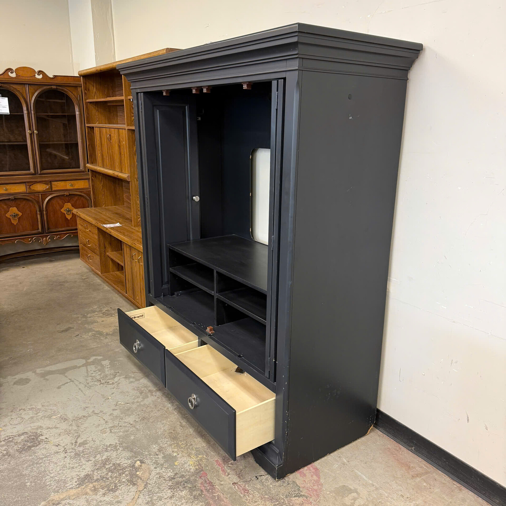 Grey TV Wardrobe with 2 Drawers