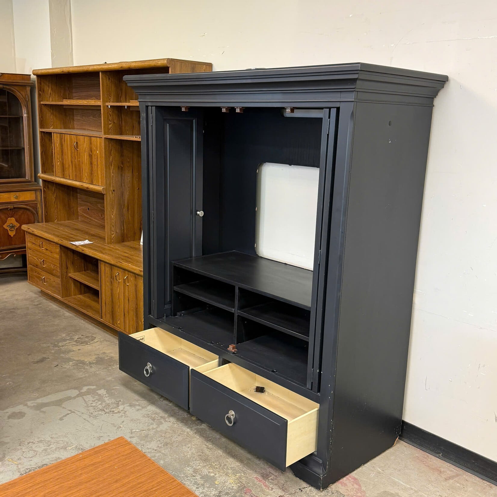 Grey TV Wardrobe with 2 Drawers