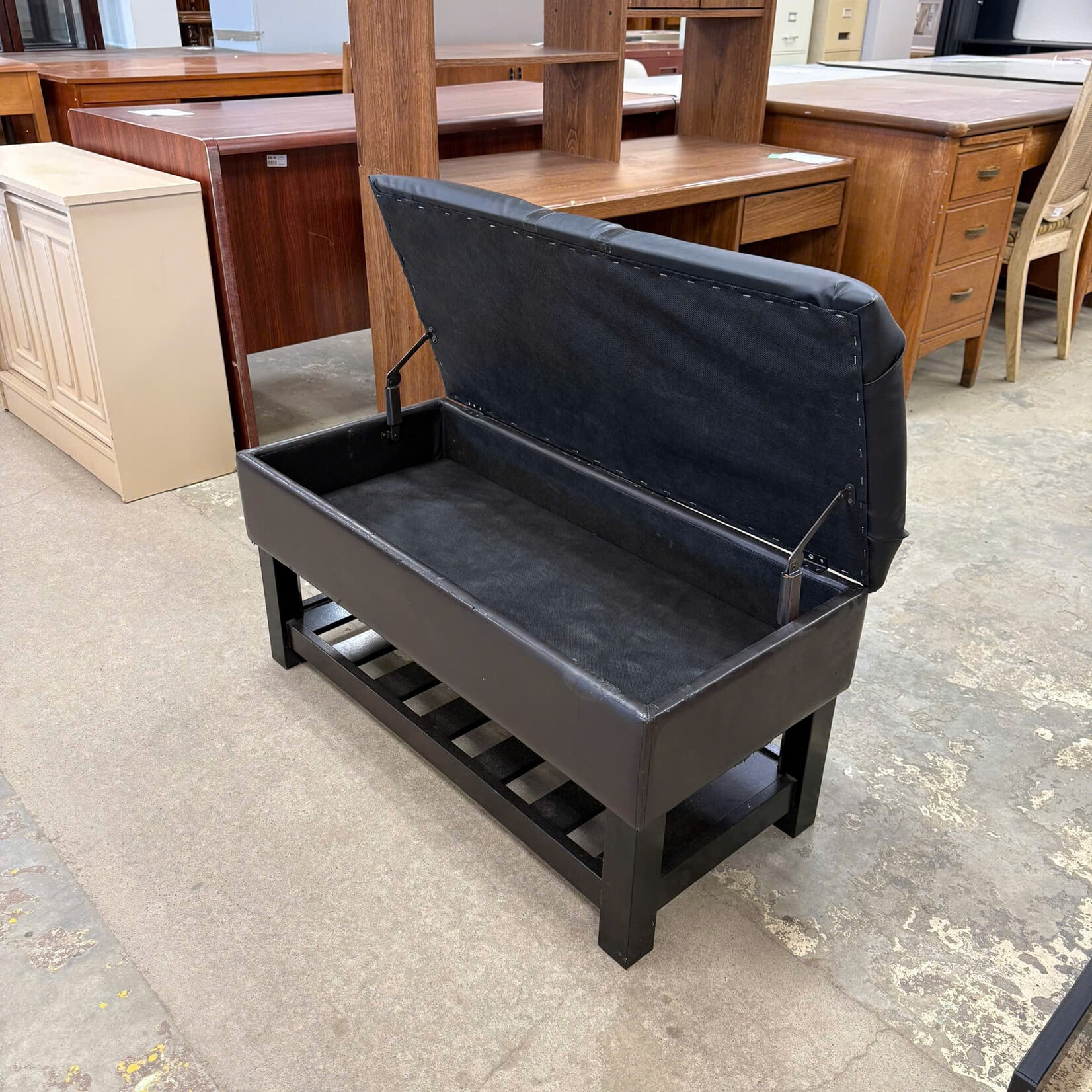 Leather Cushion Storage Bench