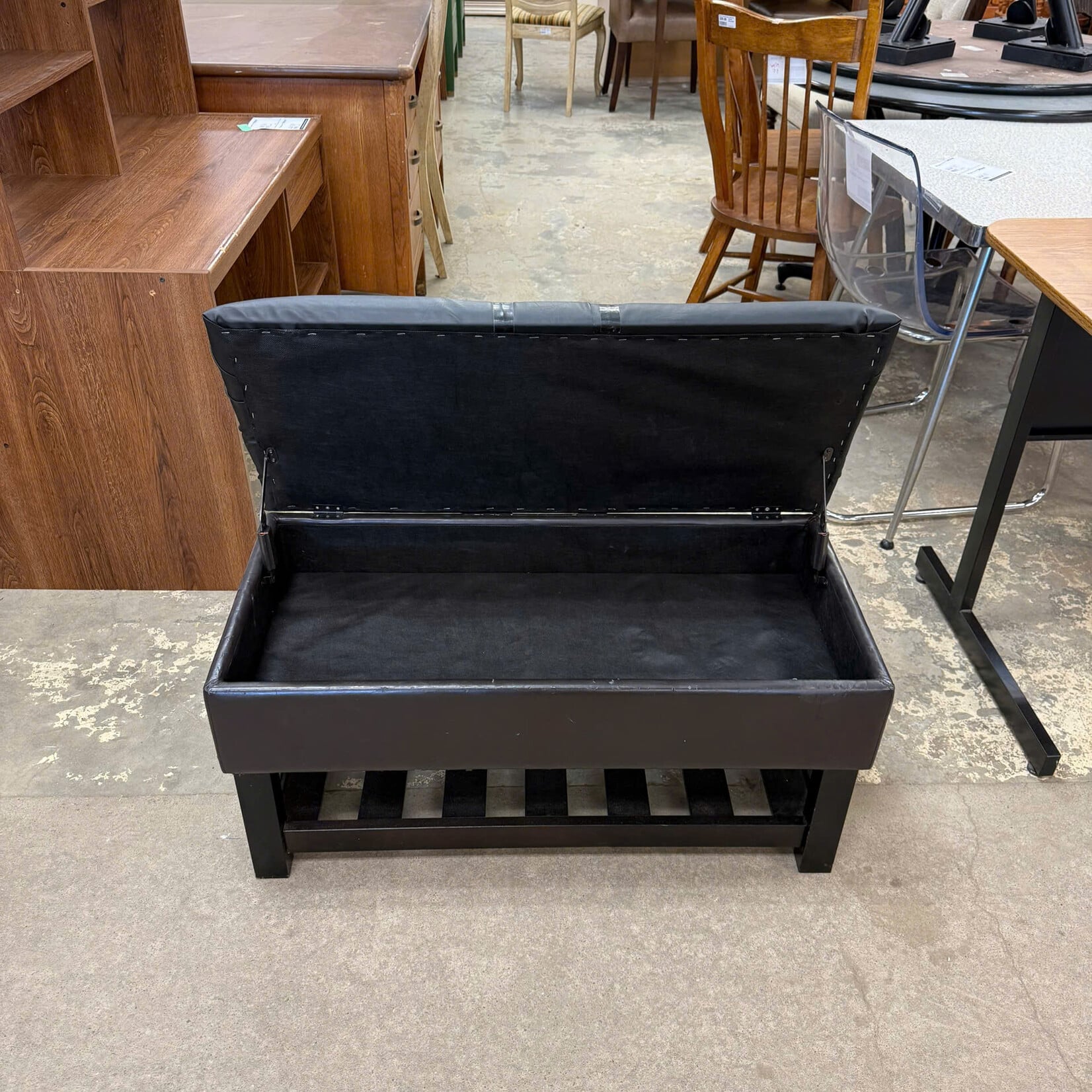 Leather Cushion Storage Bench