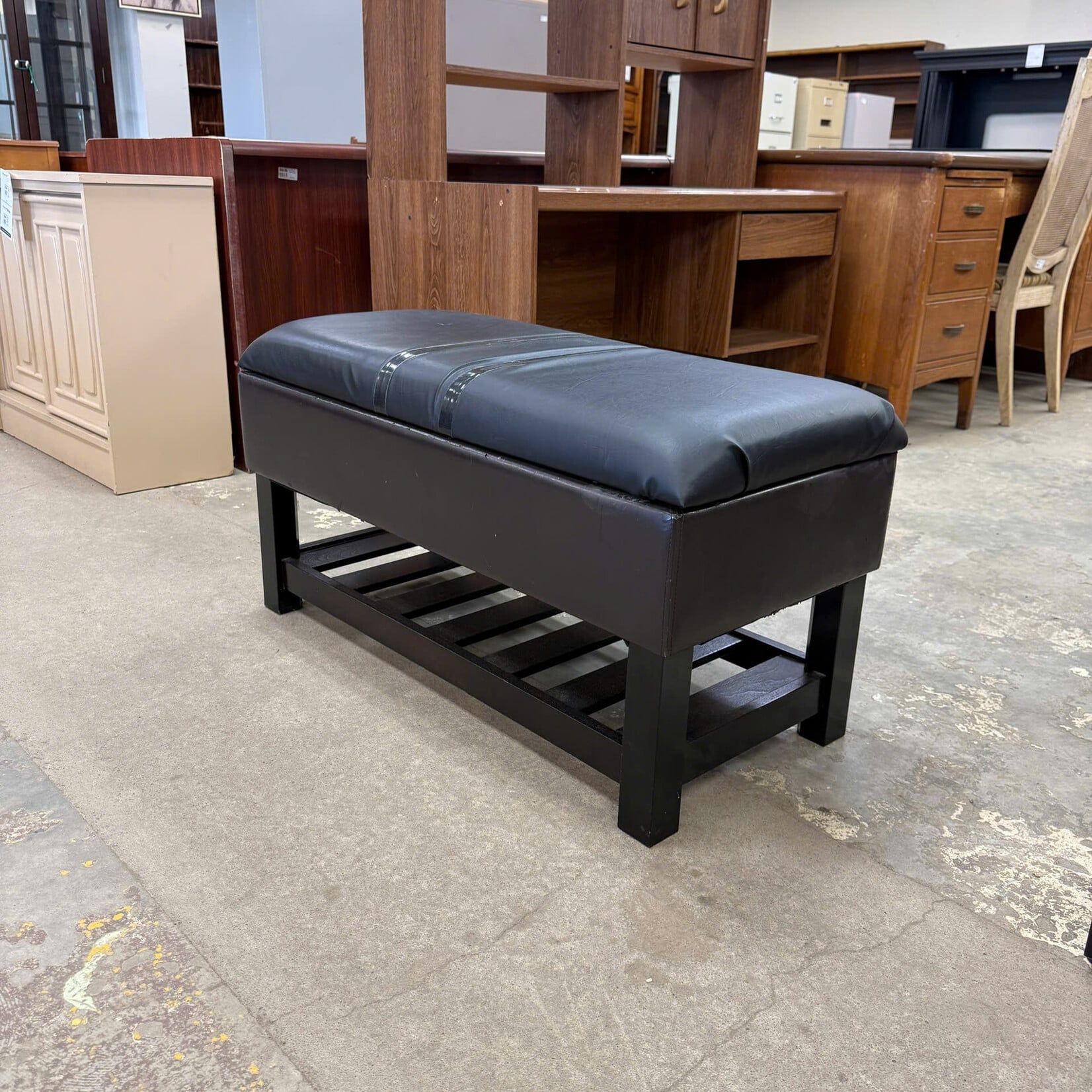 Leather Cushion Storage Bench