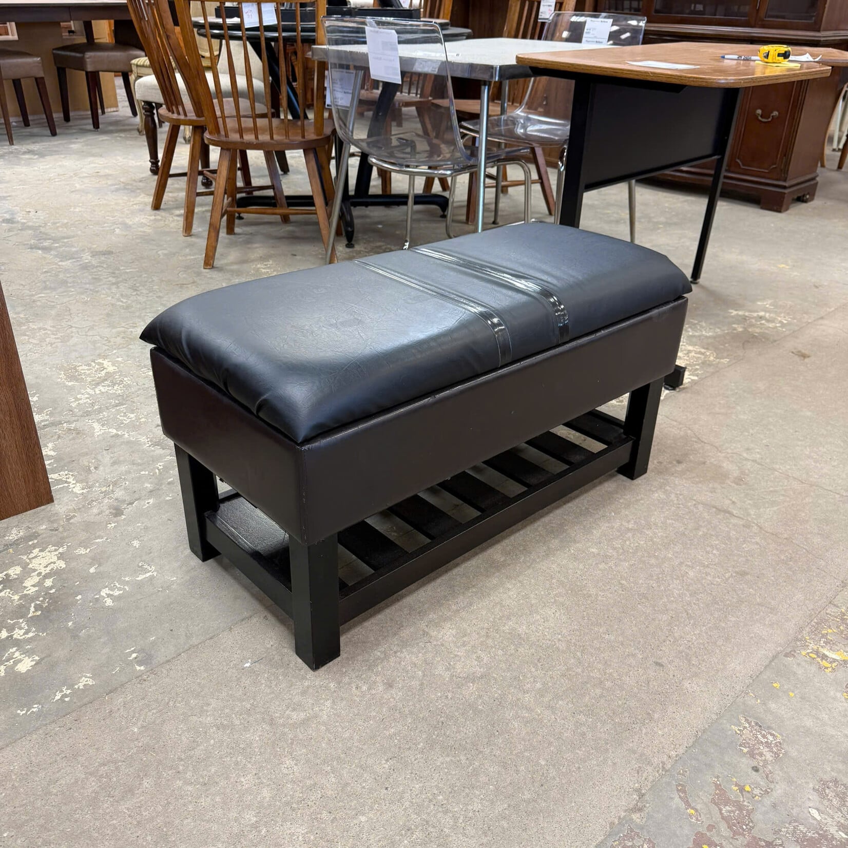 Leather Cushion Storage Bench
