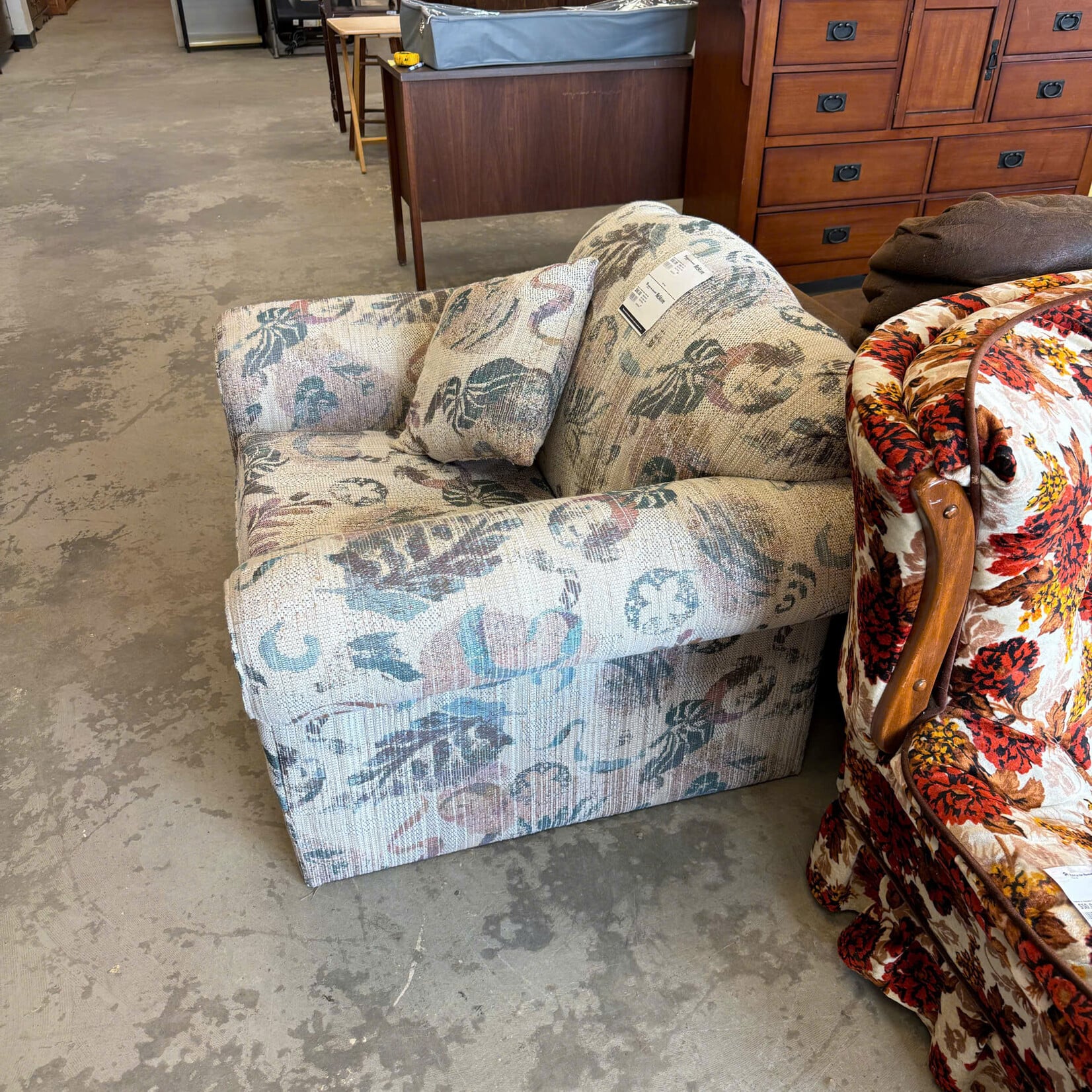 Upholstered Arm Chair with Toss Pillow