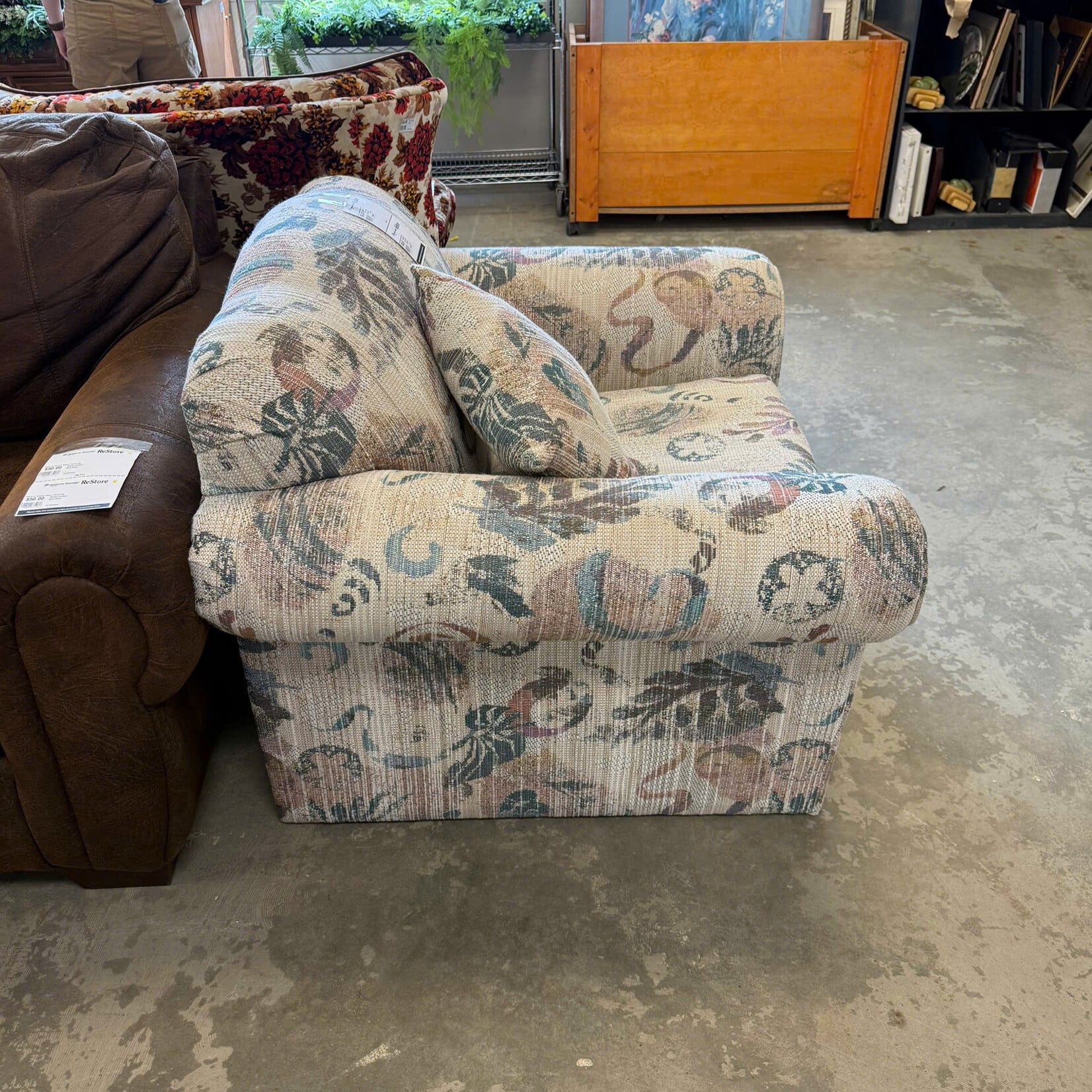Upholstered Arm Chair with Toss Pillow