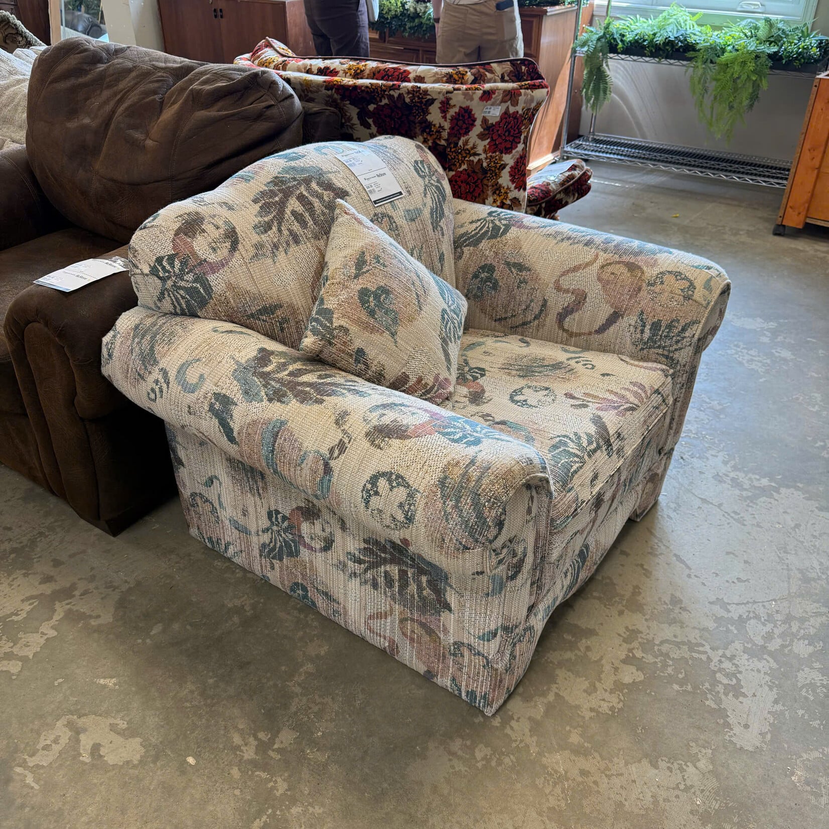 Upholstered Arm Chair with Toss Pillow