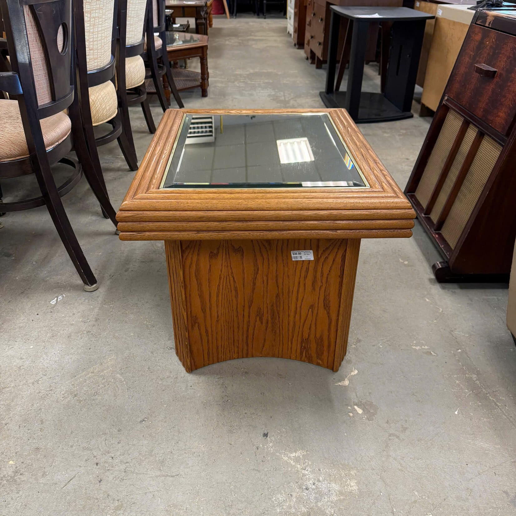 Mirrored Top End Table