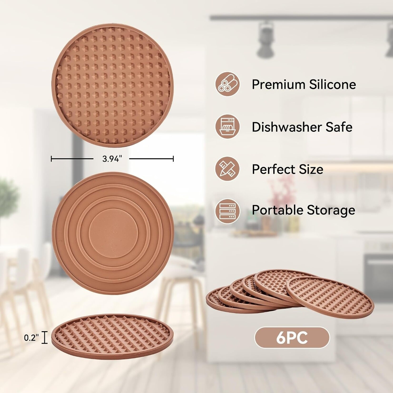 6Pcs Silicone Coasters for Drinks