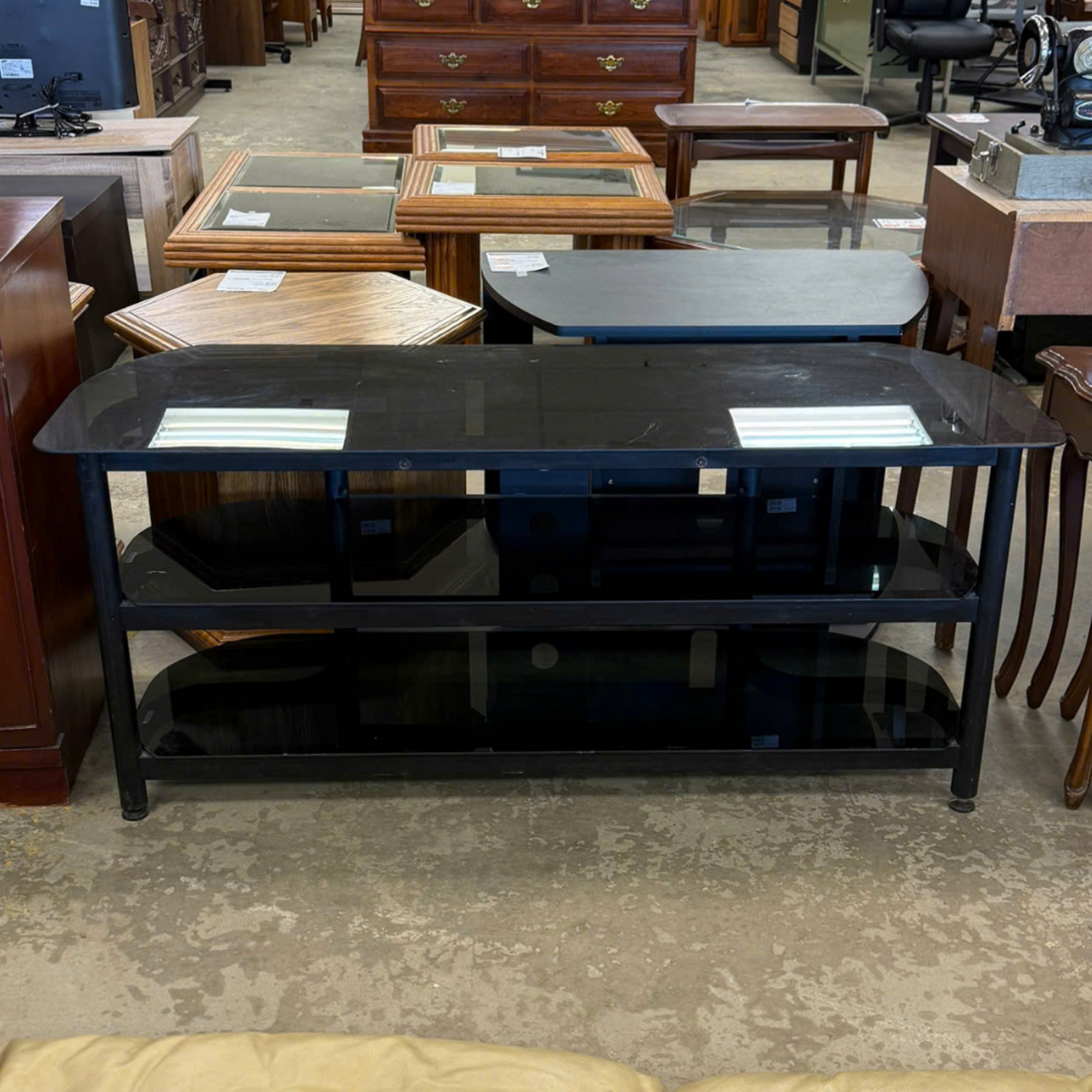 3 Tier Black Glass TV