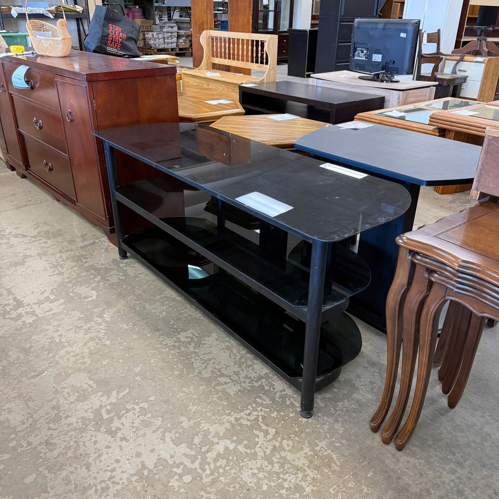 3 Tier Black Glass TV