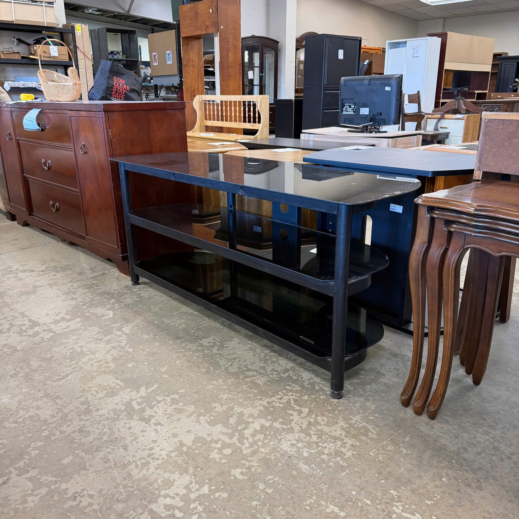 3 Tier Black Glass TV