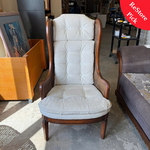 Wingback Chair wood trim Button-Cushion
