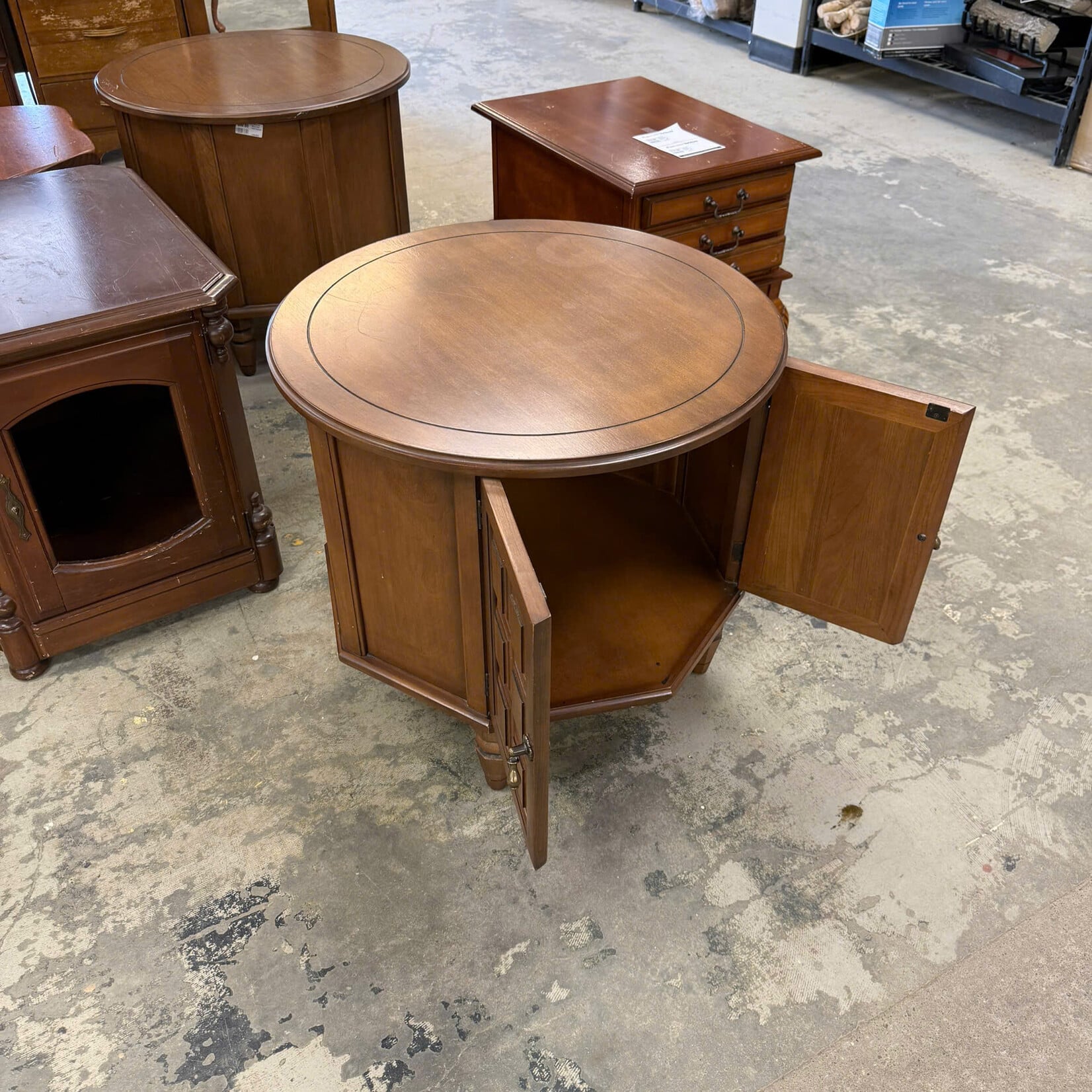 Round End Table Cabinet