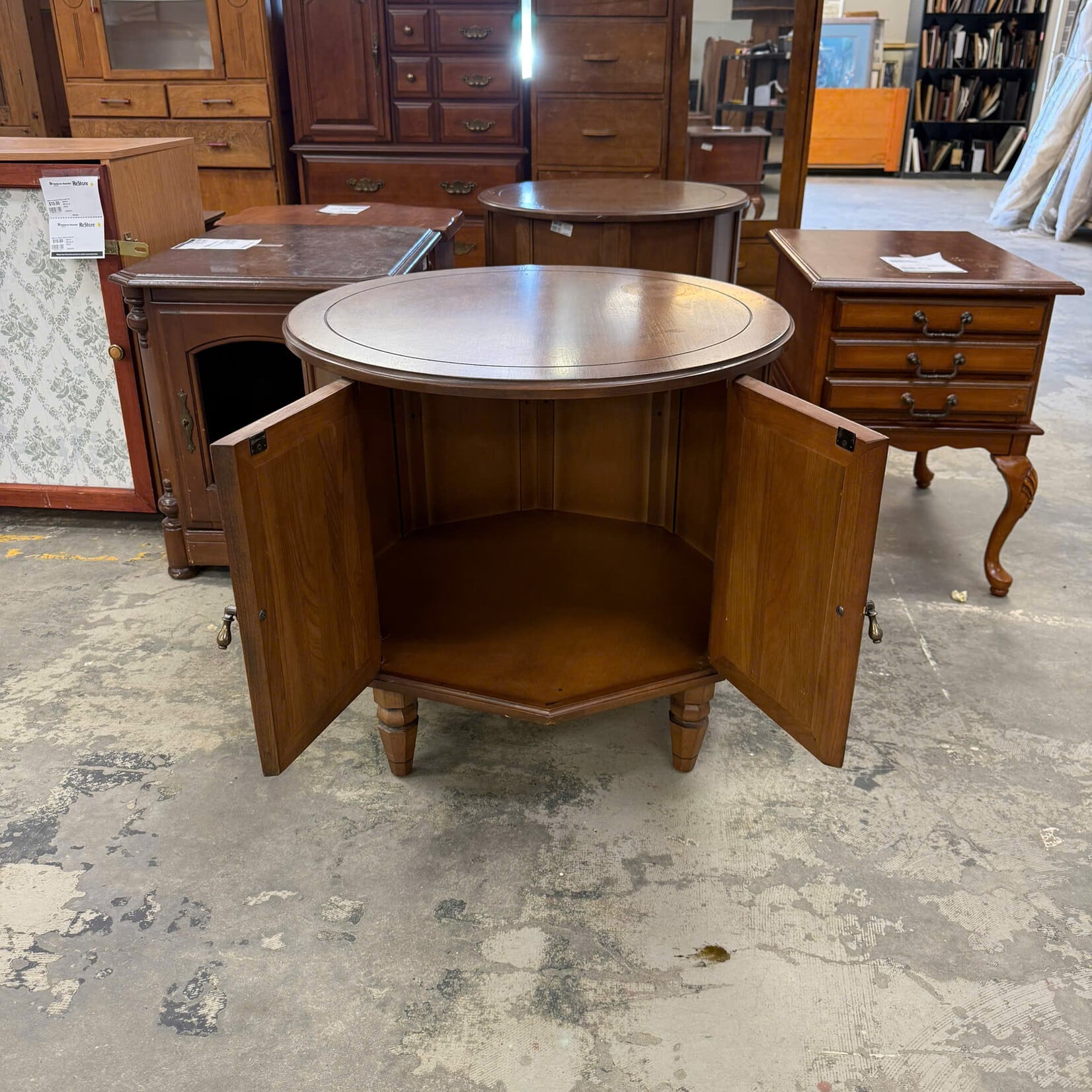 Round End Table Cabinet