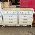 6 Drawer Beige Gold Edging Dresser/Mirror