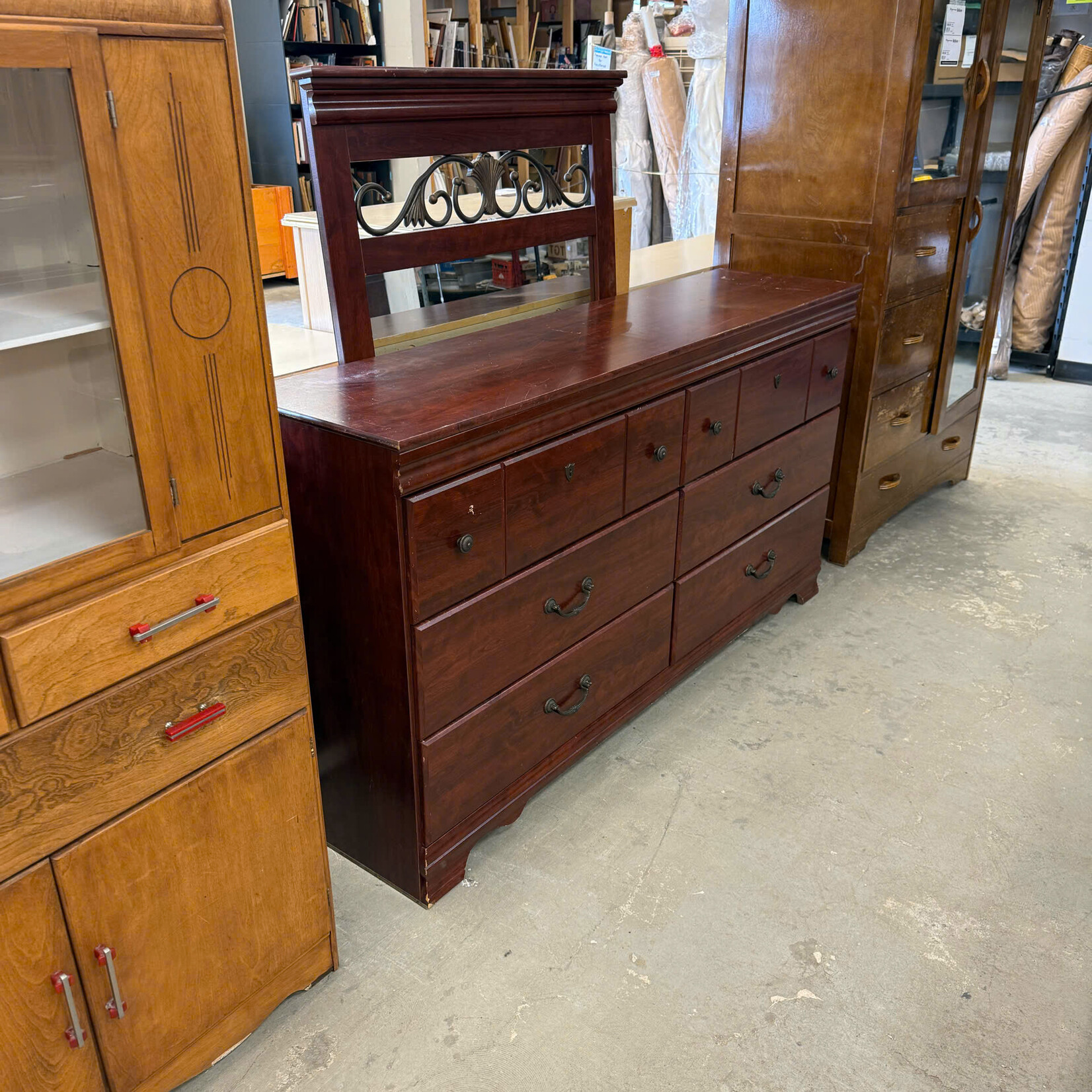6 Drawer Red Dresser + Mirror