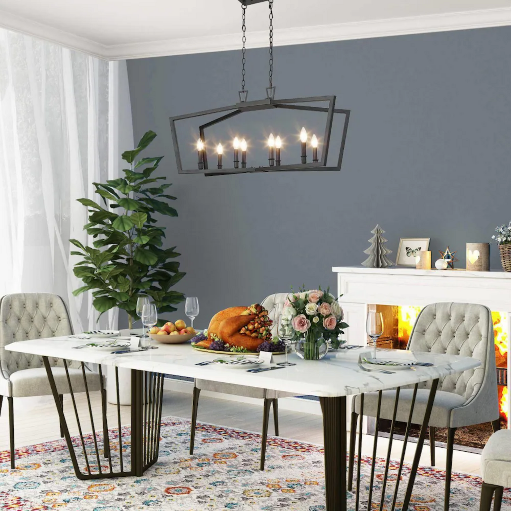 37 Inch Black Candlestick Chandelier