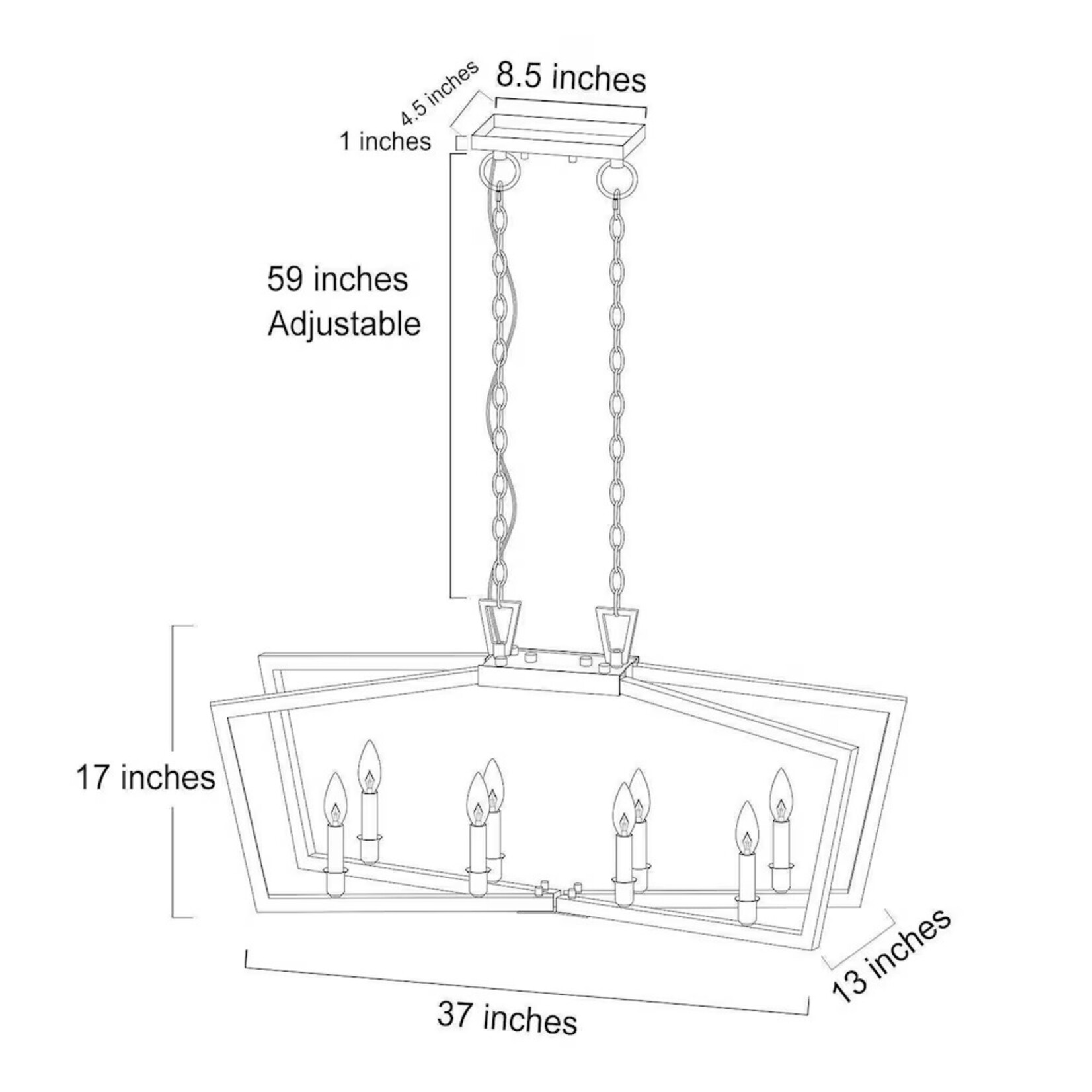 37 Inch Black Candlestick Chandelier