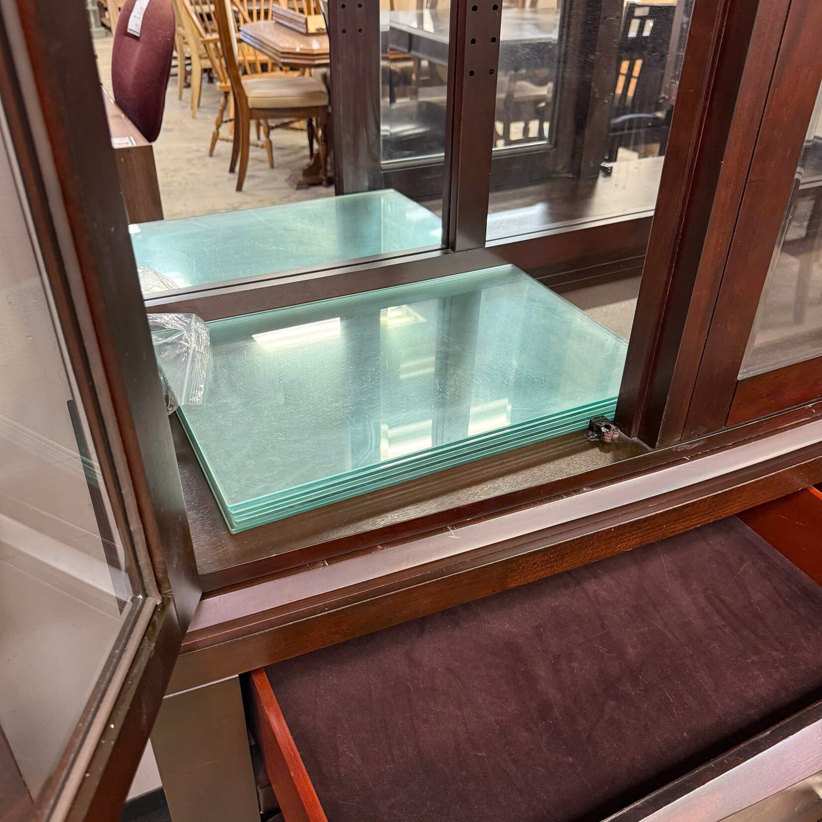 Dark Brown Big Glass China Cabinet