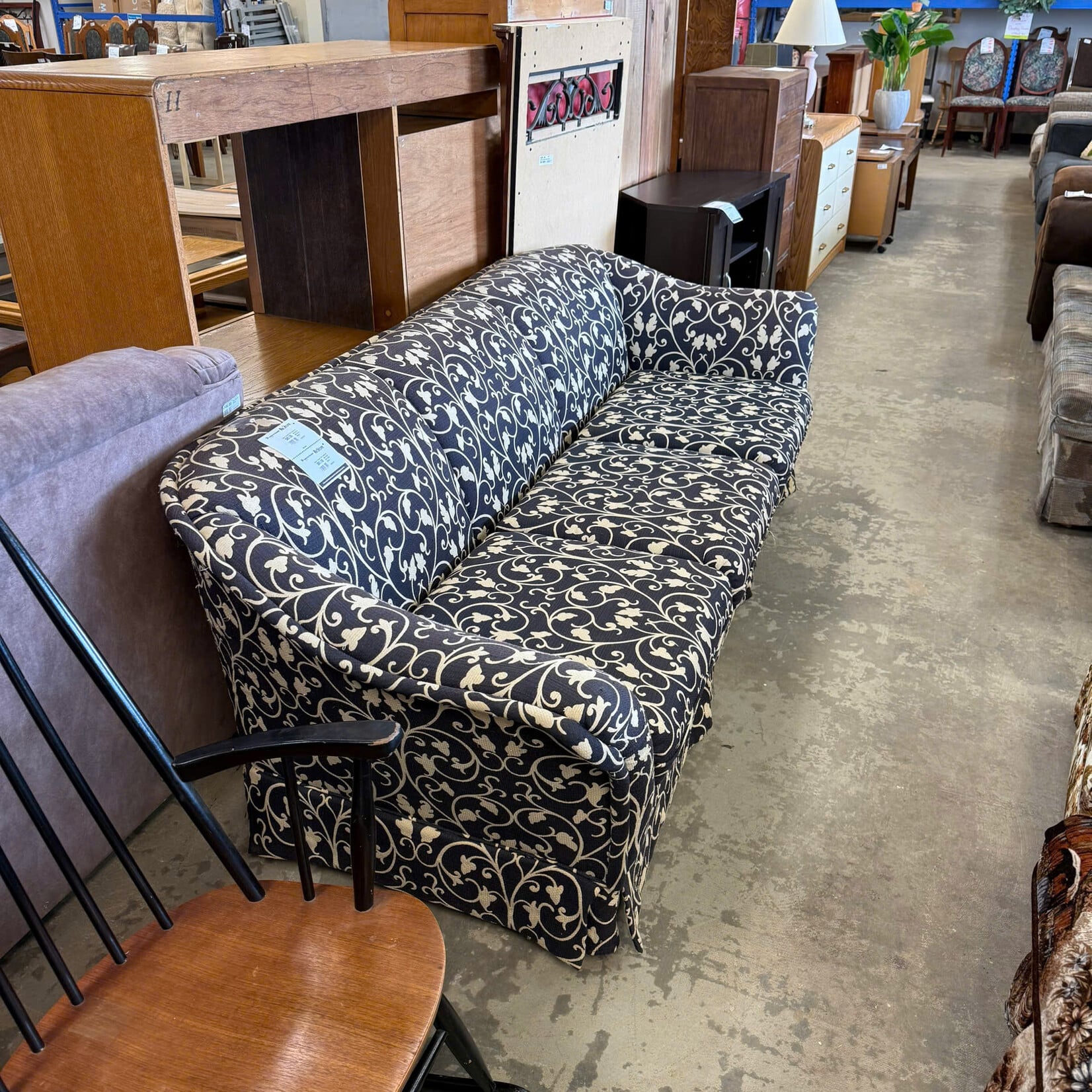 Blue Couch With Floral Pattern