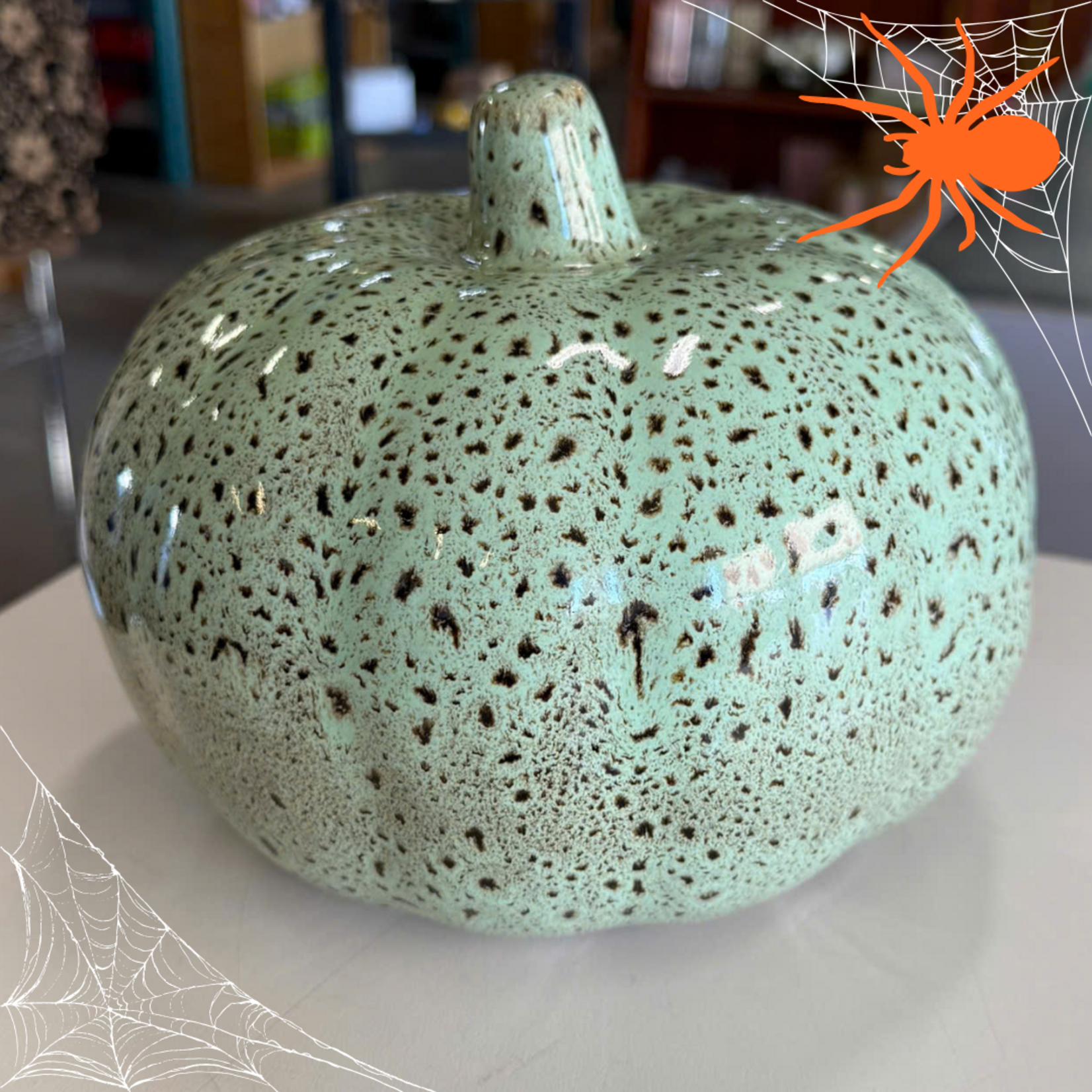 Green Ceramic Pumpkin