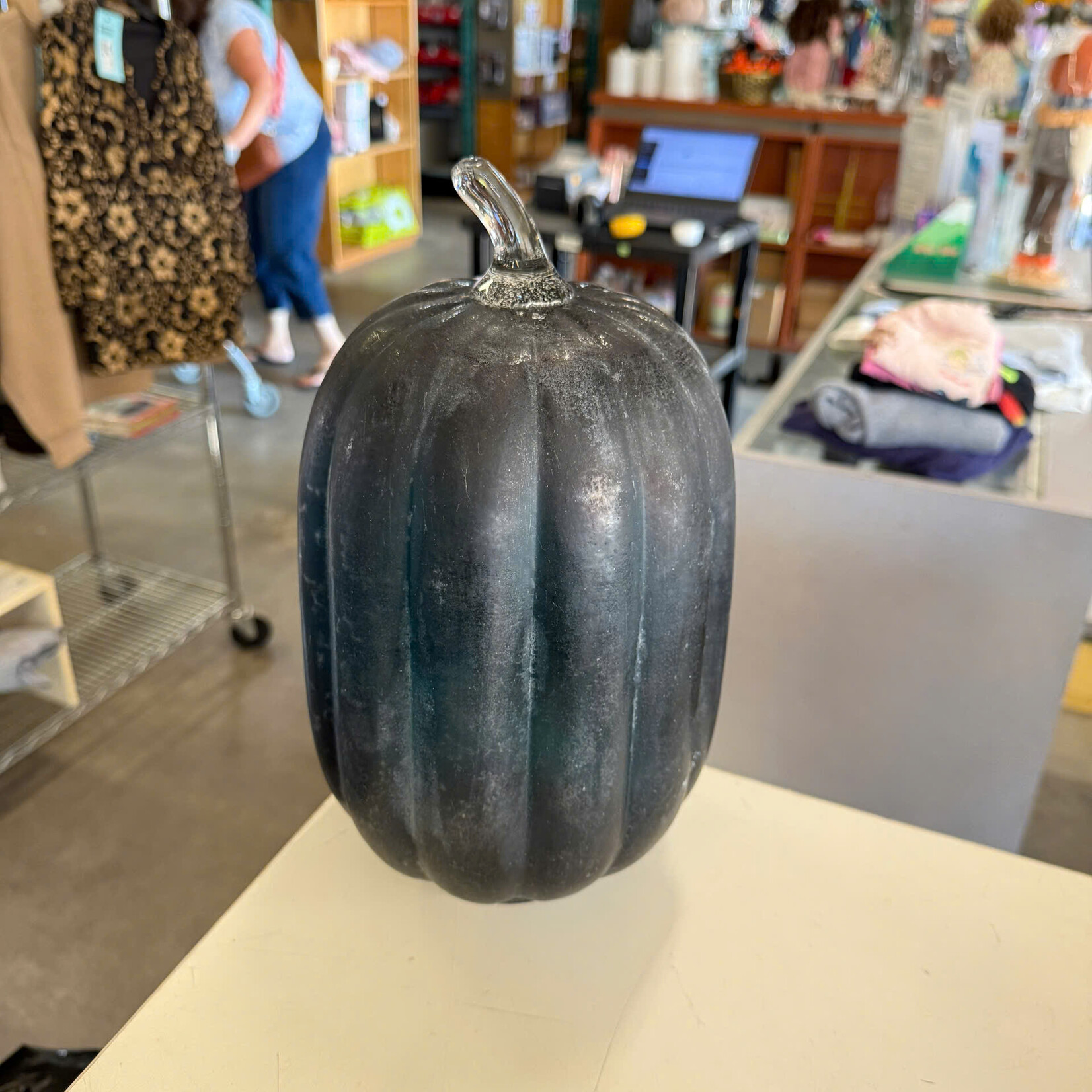 Dark Blue Glass Pumpkin