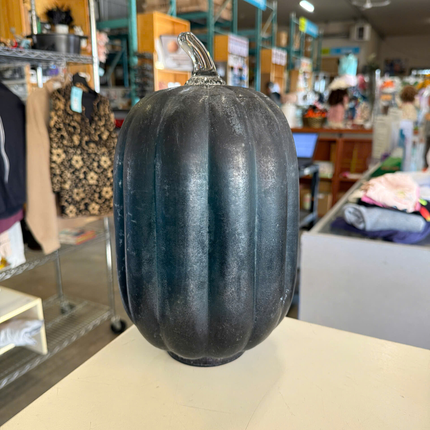 Dark Blue Glass Pumpkin
