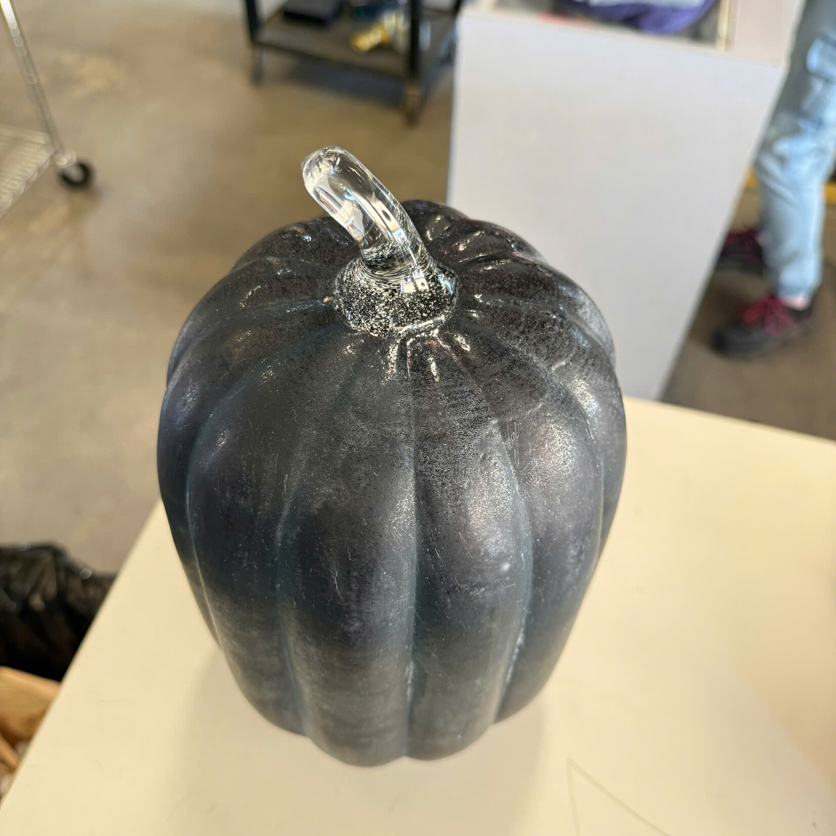 Dark Blue Glass Pumpkin
