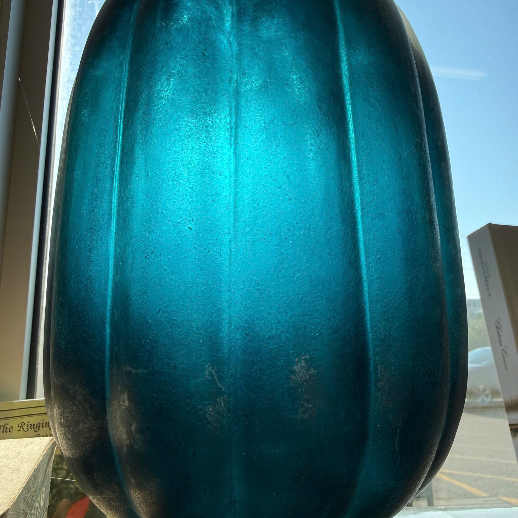 Dark Blue Glass Pumpkin