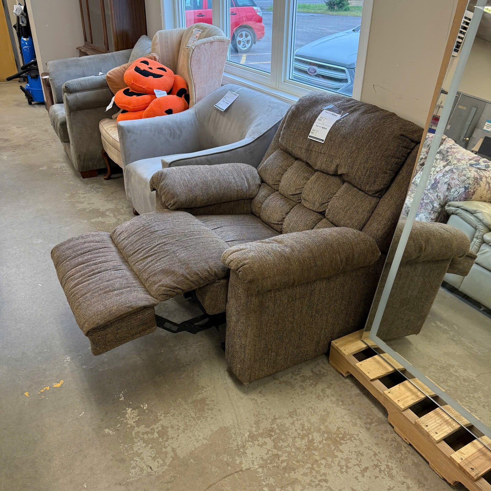 Brown Fabric Rocker Recliner