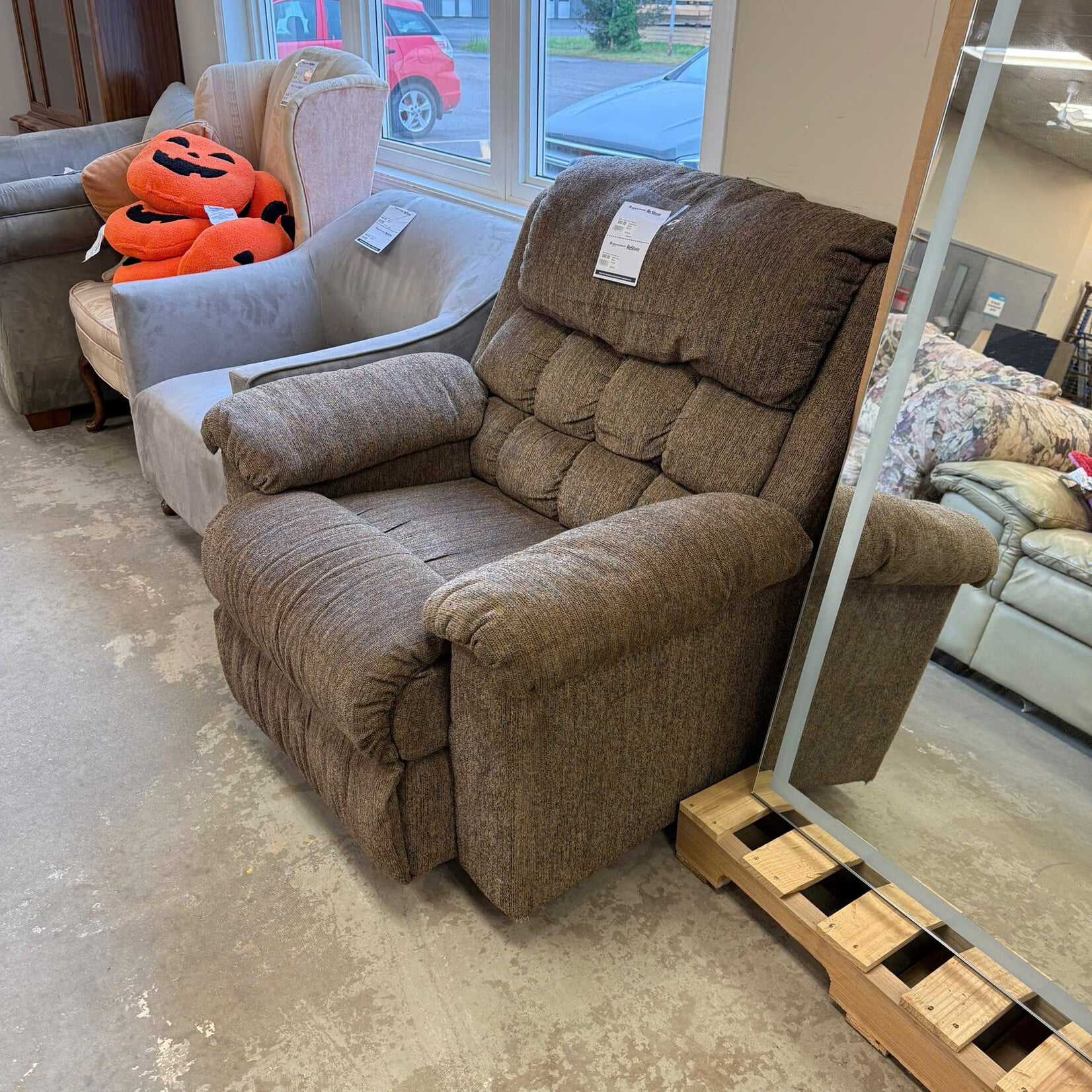 Brown Fabric Rocker Recliner