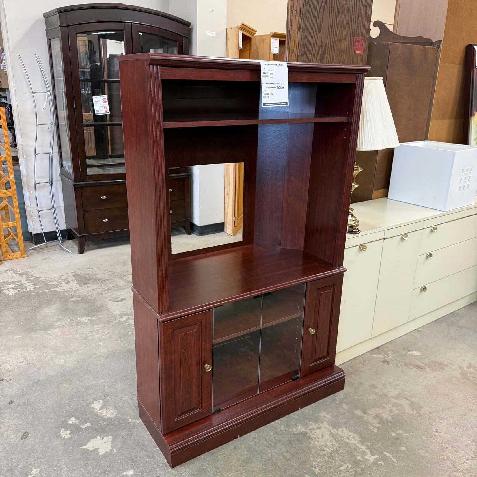 Entertainment Unit with Enclosed Cabinet