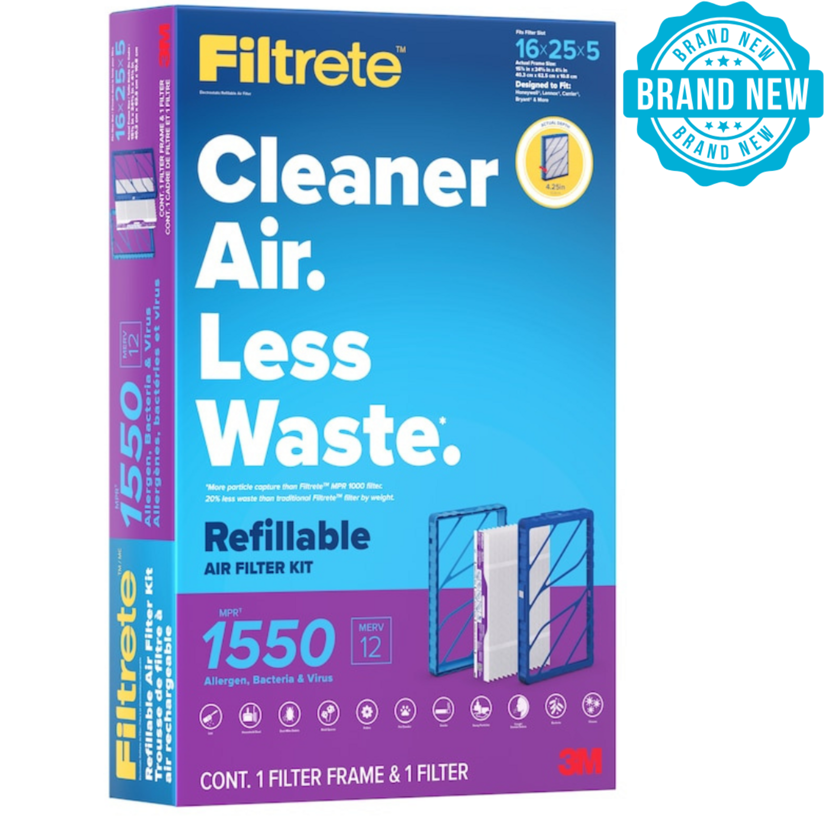 3M Filterete 16x25x5 Refillable Air Filter Kit