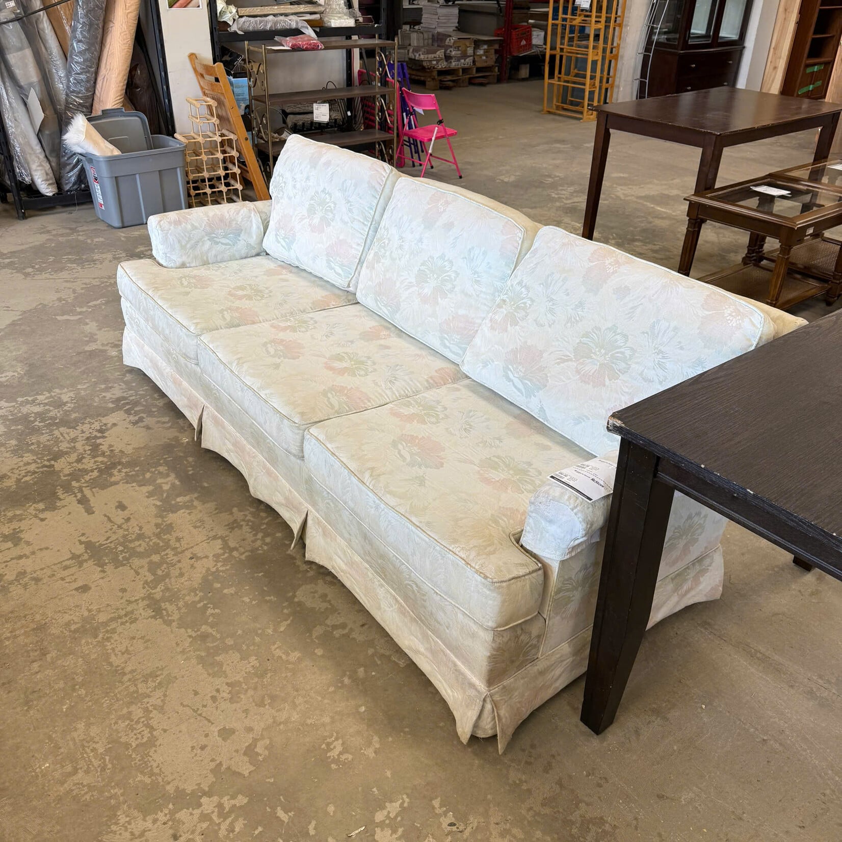 White Couch with Flower Design