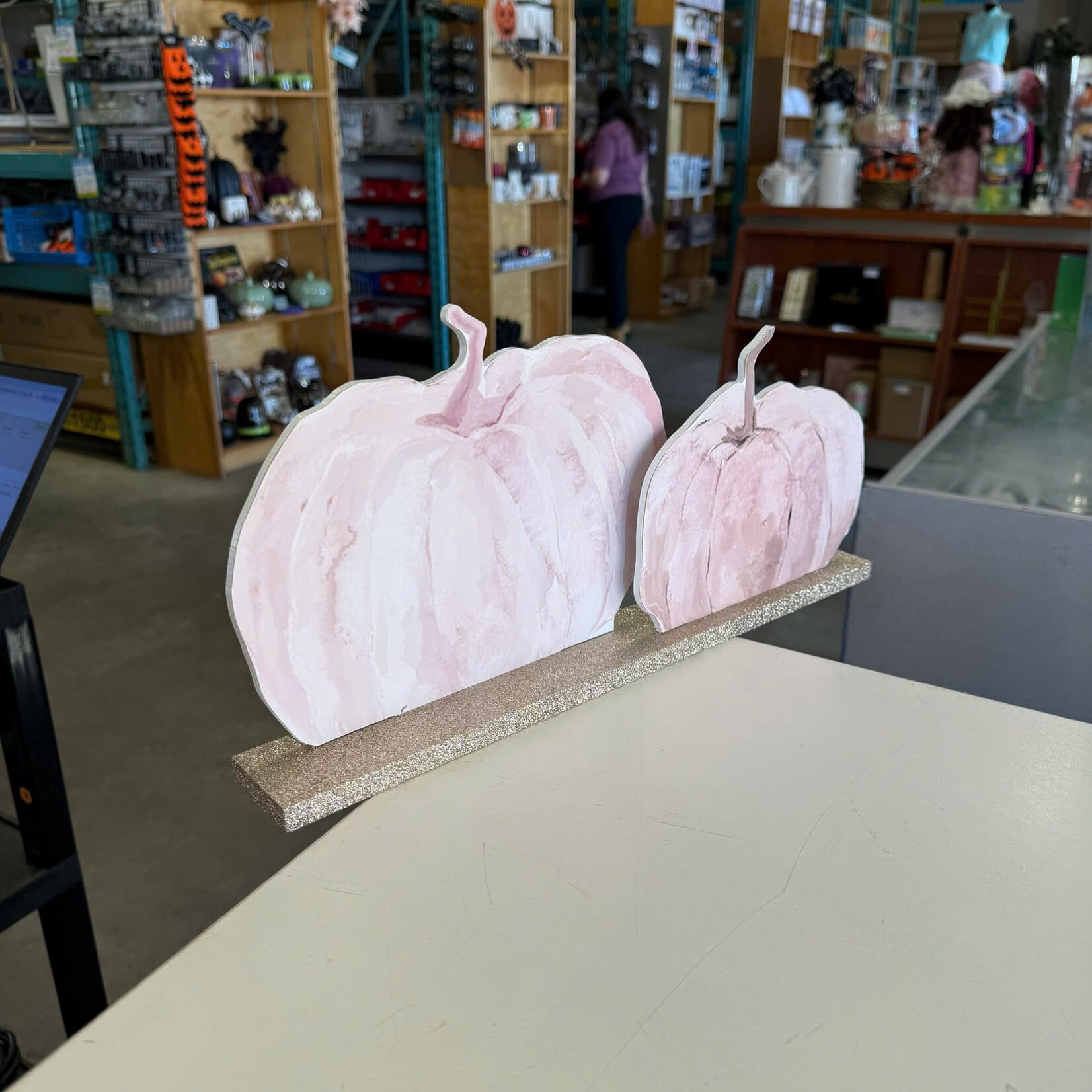 Wooden Pink Pumpkin Decoration