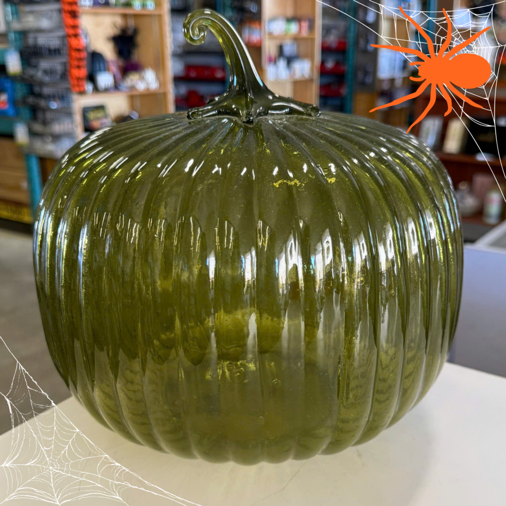 Big Green Glass Pumpkin