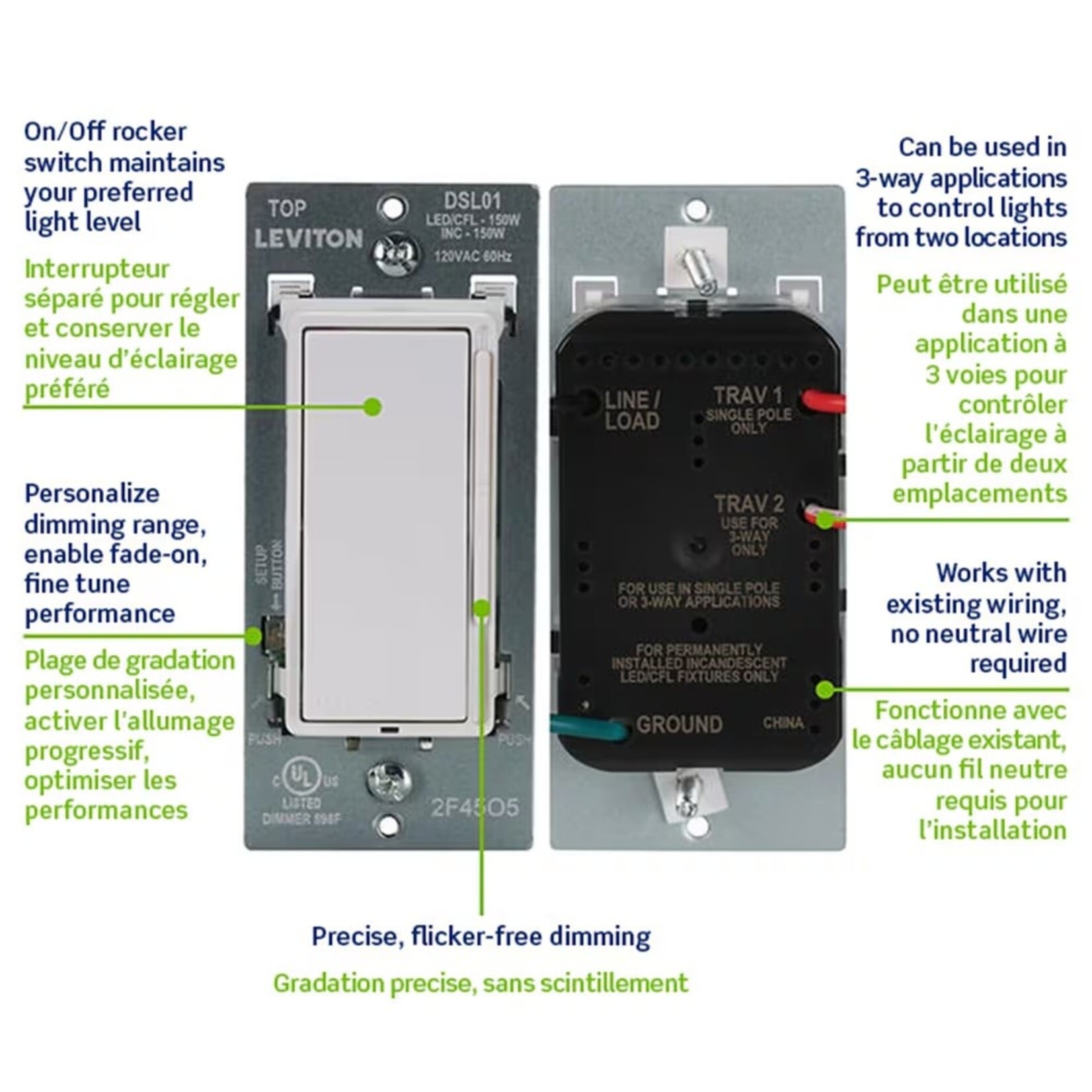 Rocker Dimmers w. Slider