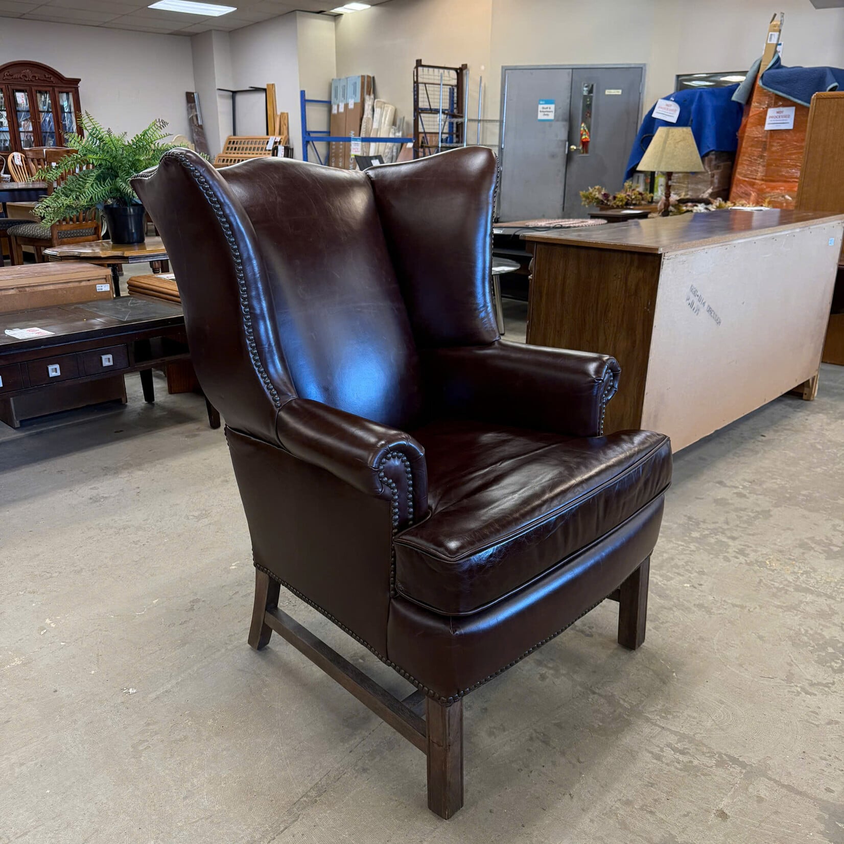 Leather Wing Back Chair