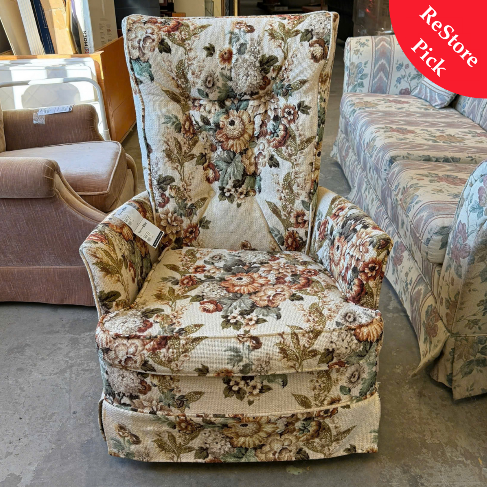 Floral Swivel Rocking Chair