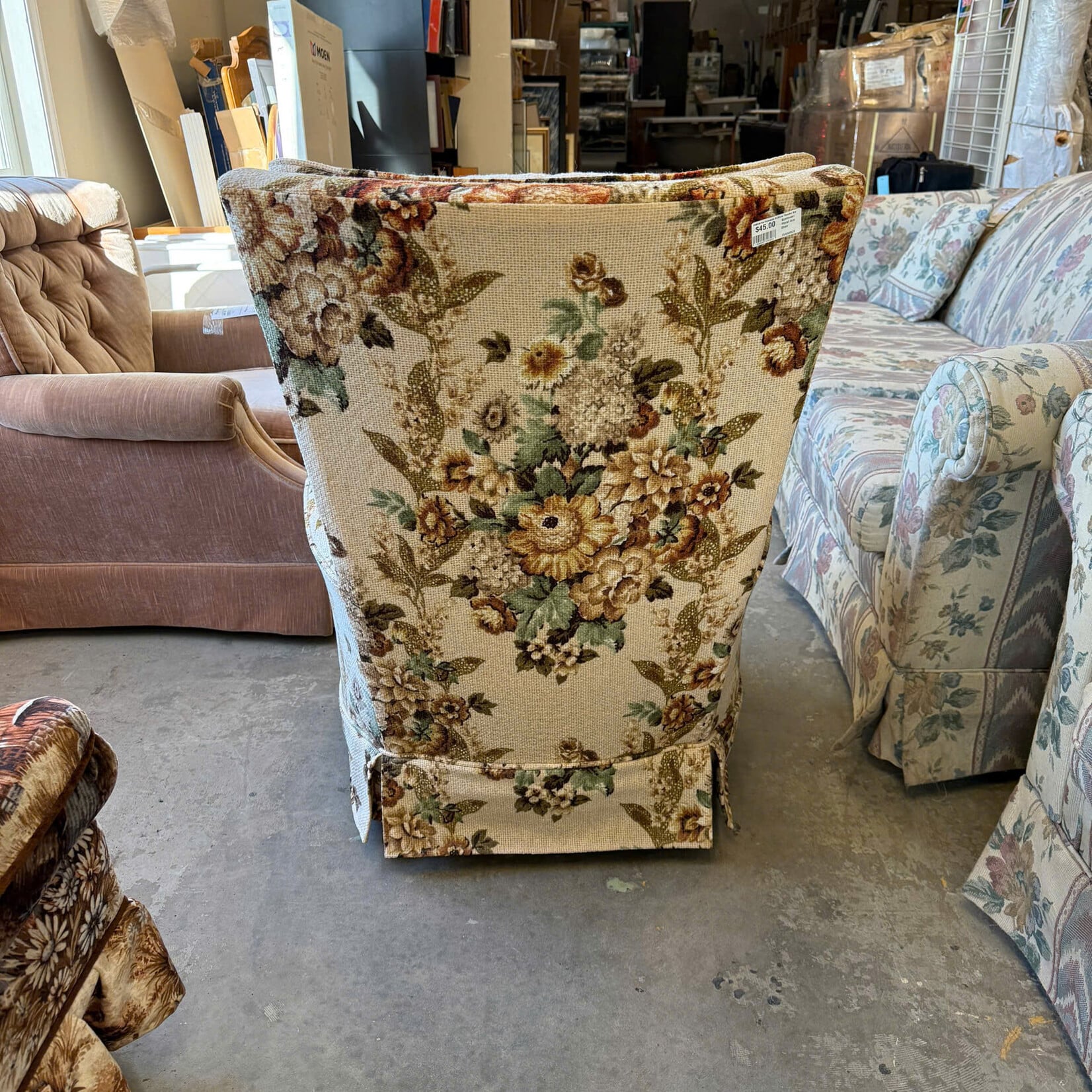 Floral Swivel Rocking Chair